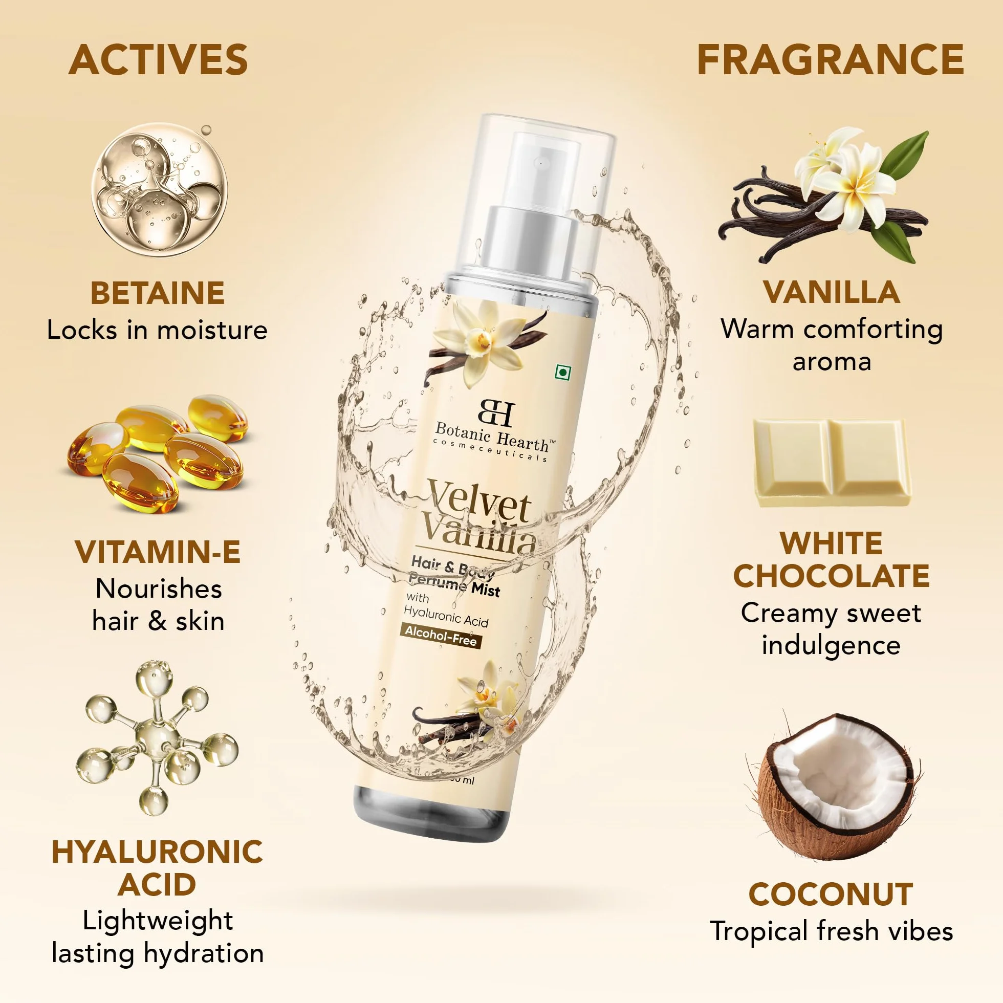 Botanic Hearth brume parfumée cheveux corps vanille 100 ml