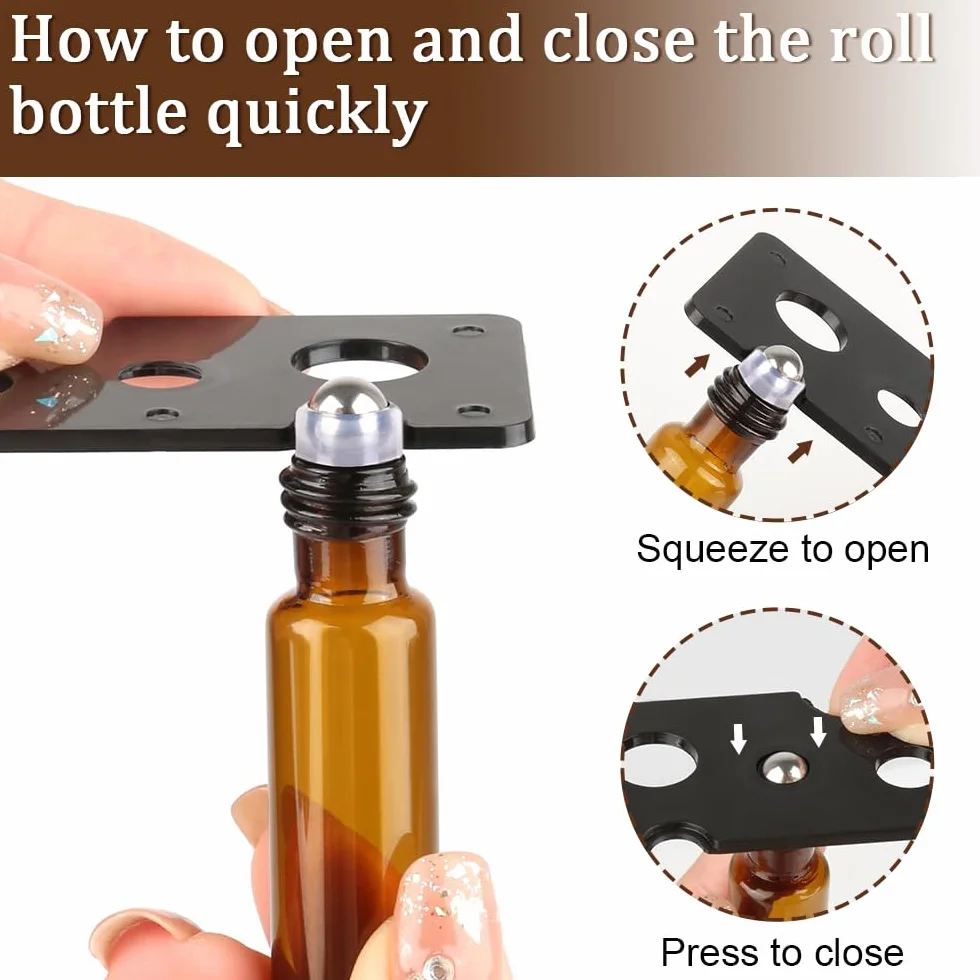 Lot de 10 bouteilles d'huile essentielles à rouler vides 10 ml avec bille en acier inoxydable