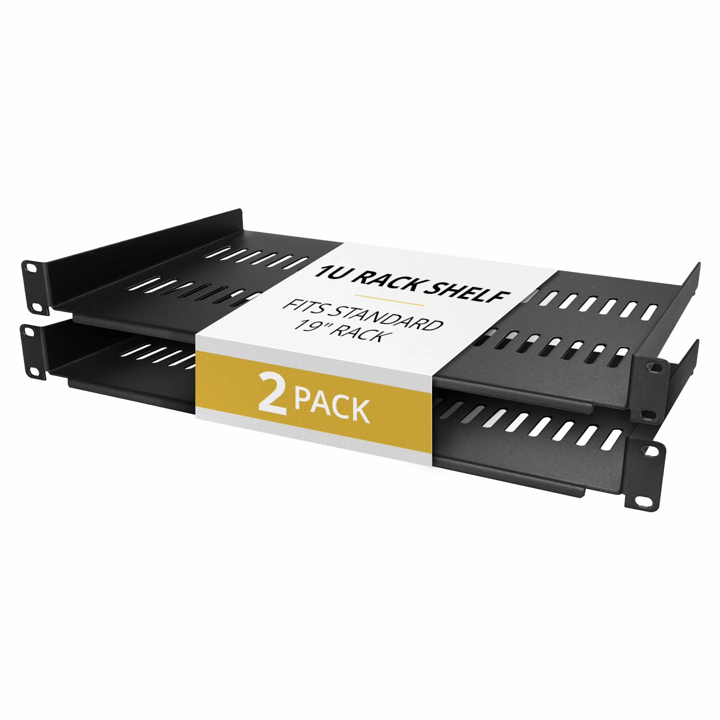StarTech Lot de 2 Étagères Ventilées Rack 1U, 25cm, 20kg (CABSHELFV1U-2PK) | Plateau cantilever, Montage en rack, Armoire réseau, Très résistant