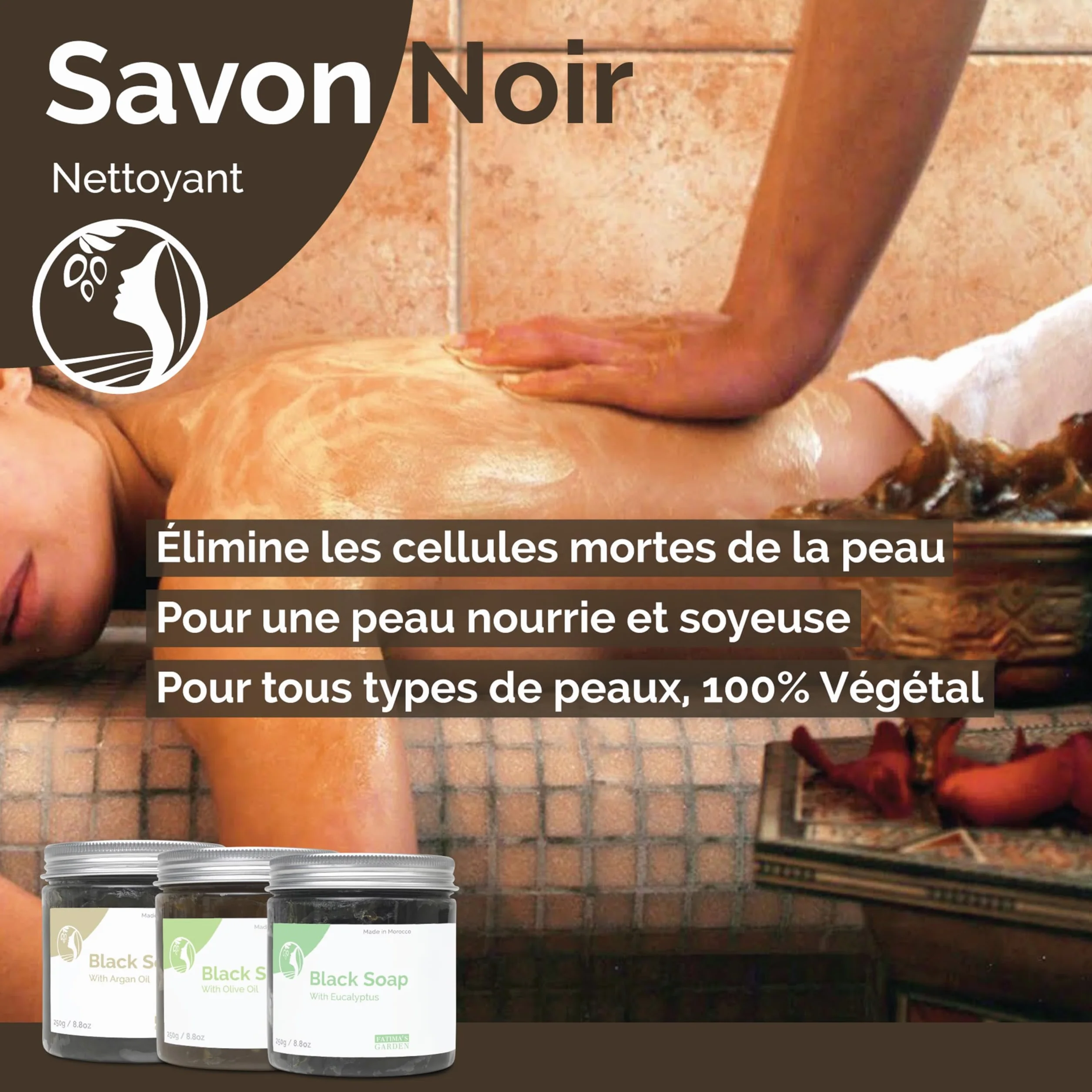 Savon Noir à l'Huile d'Argan Nettoyant Exfoliant 1kg