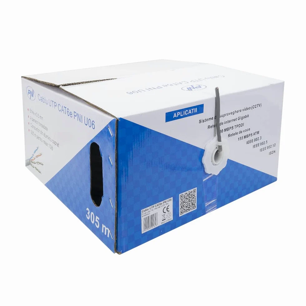 PNI Câble ethernet/LAN 305 m Cat6 U06 pour Internet 1 Gigabit/système de surveillance