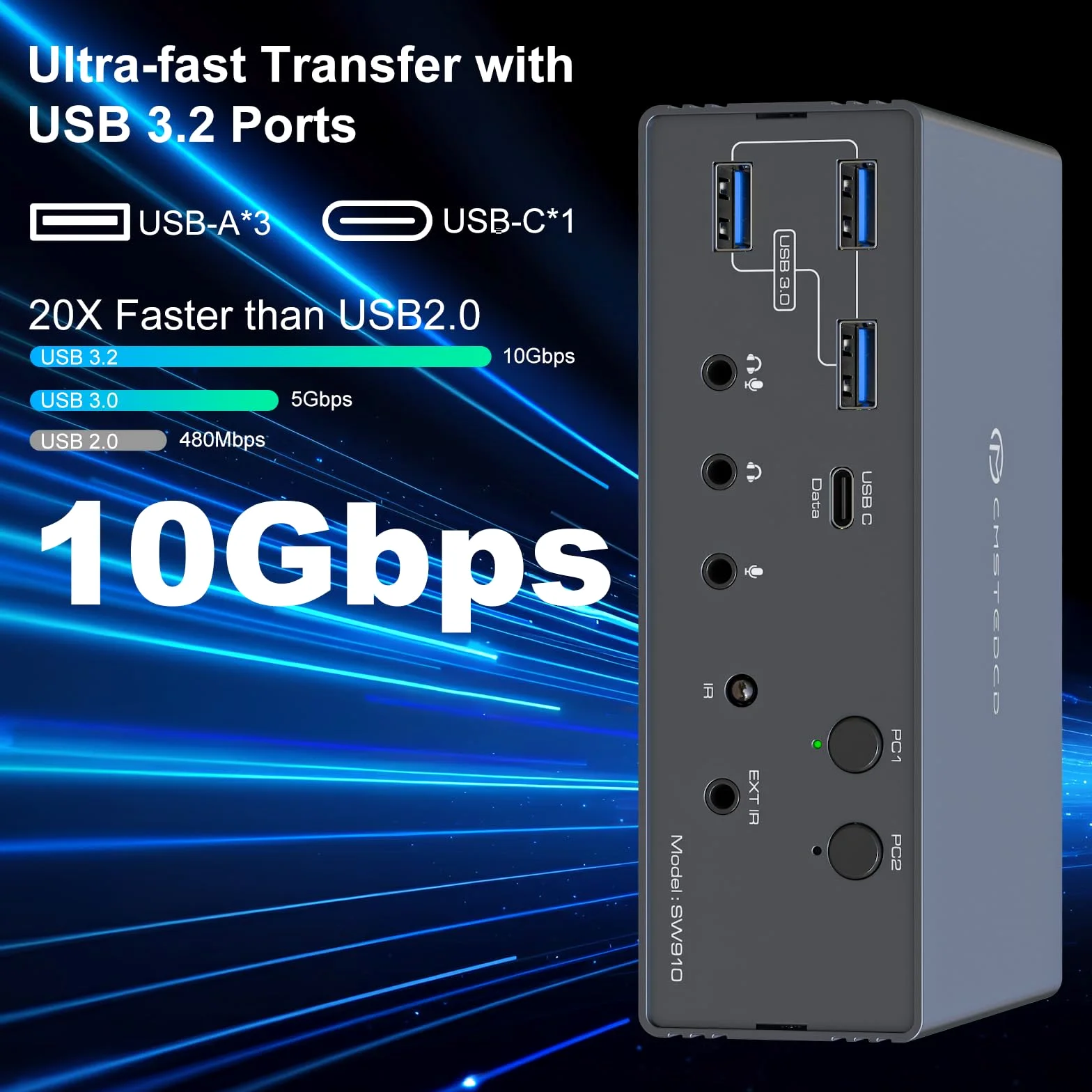 VEDINDUST 4K120Hz KVM Switch Station d'Accueil 2 Ordinateurs Portables 2 Moniteurs Thunderbolt Dock avec 2 Ports USB-C MST 1G, Ethernet 1G, Port Casque et Microphone Prise en Charge du Mode Etendu