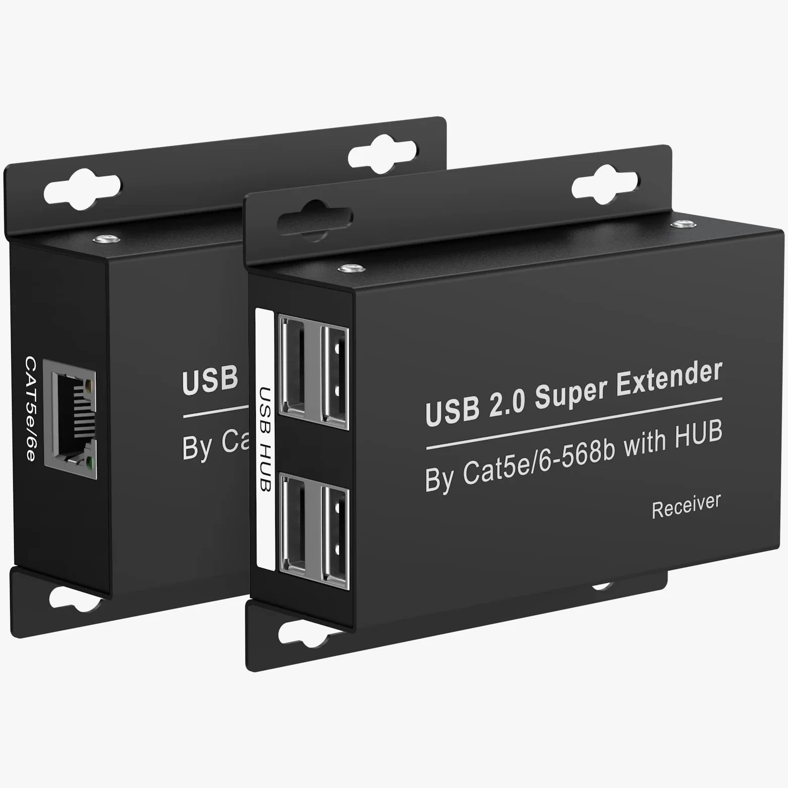 VEDINDUST USB 2.0 Extender Ethernet 4 Ports 196ft 60m Extension sur RJ45 Cat5e 6 Jusqu'à 480Mbps Deux Webcam Work Sync Support Windows MacOS Android Linux Pas de Pilote EX50USB etc
