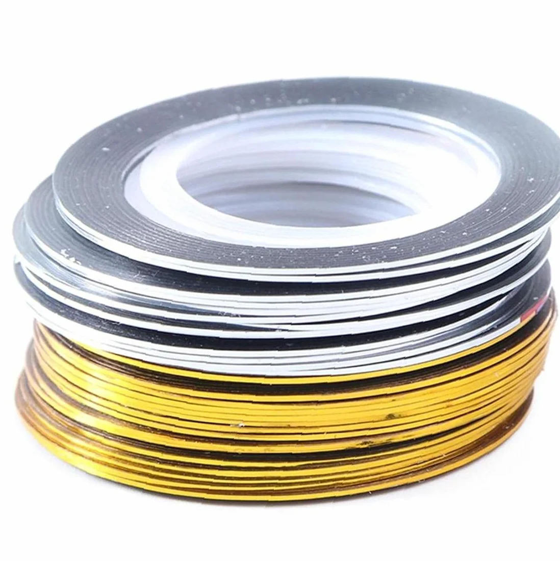 Ruban Striping À Ongles 20 Rouleaux Décalcomanies Rayures Ligne Stickers Bandes Coiffeur DIY Nail Art Or Argent