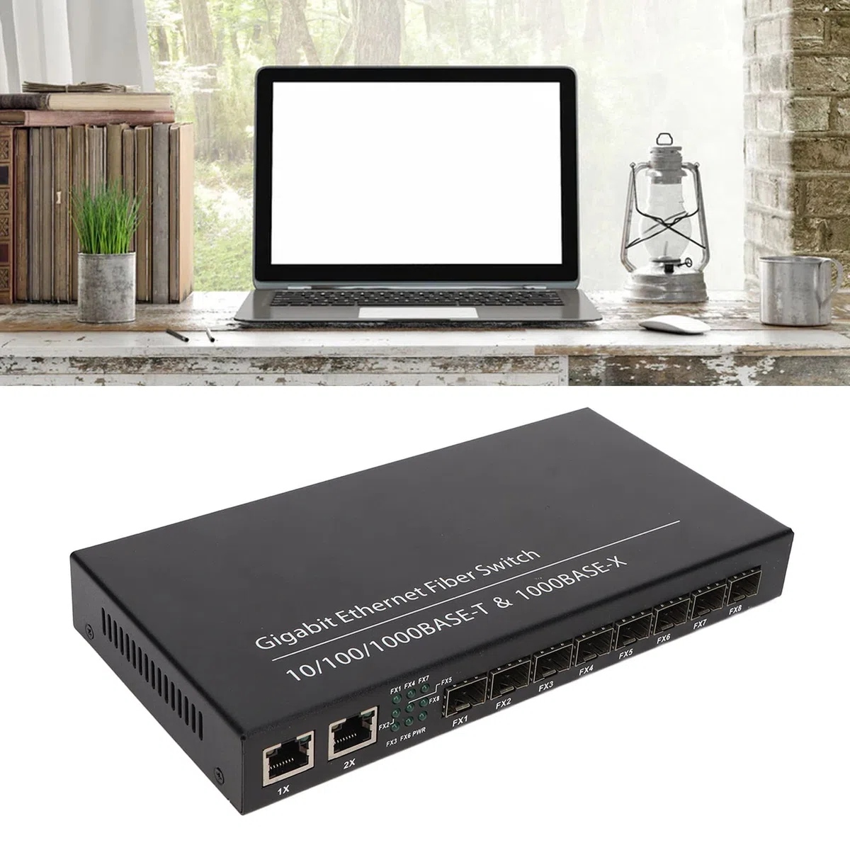 Convertisseur de Média Ethernet, Port Réseau RJ45 10/100/1000 M, Convertisseur de Média Fibre Optique SFP, émetteur-récepteur, Transmission Efficace, jusqu'à 120 Km (Prise UE)