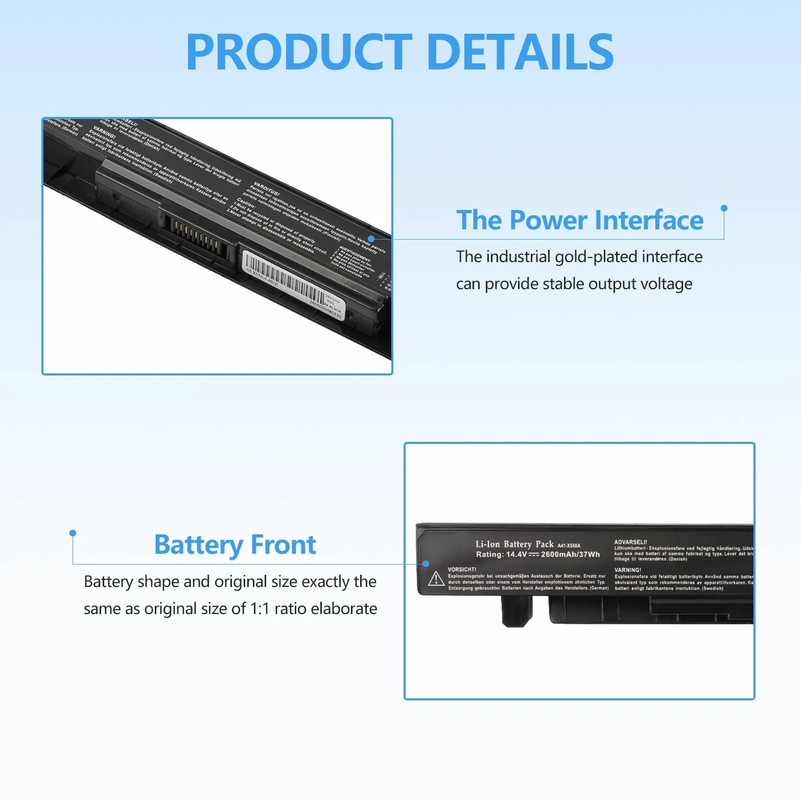 Batterie pour ASUS A41-X550 X550 X550C X550CA X550CC X550CL X550E X550L X552C R510 R510C R510CA R510J R409 A550C A550 F550 F552 K450 K550 P450 P550 Y481C Y581C
