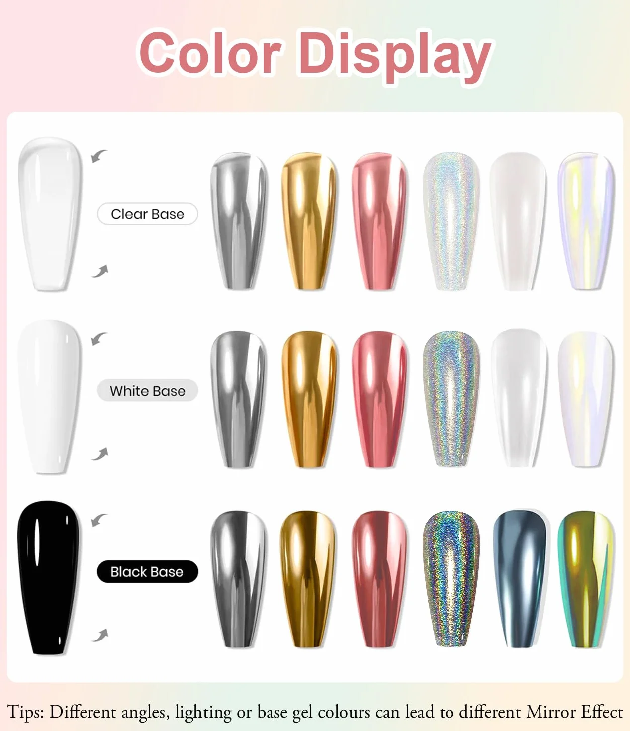 Poudre Holographique Métal Vernis Gel Chrome Ongles Super Miroir Effet Doré Iridescence Aurore Nacrée Pigment Nail Art