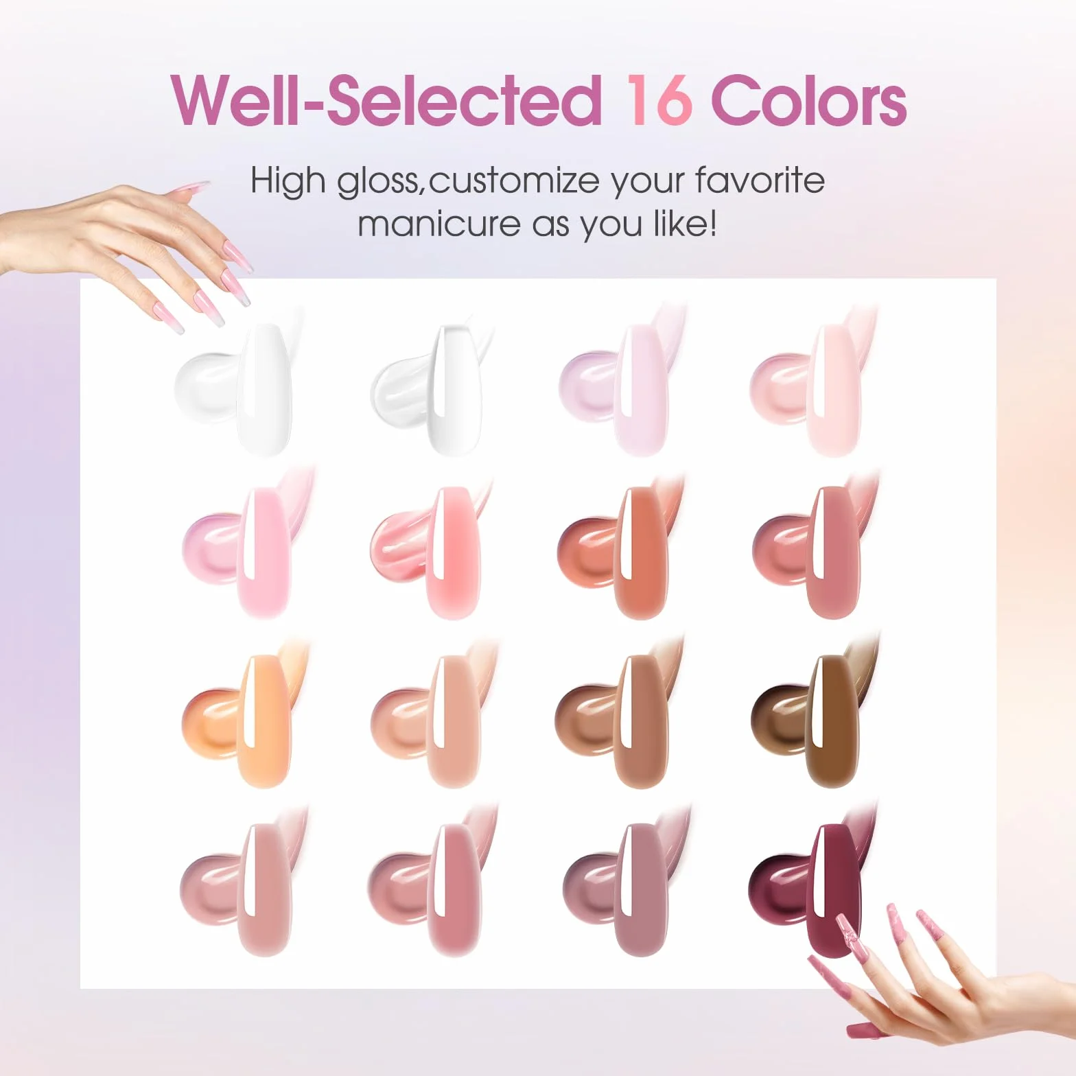 ROSALIND Acrygel Kit 16 Couleurs 10 ml UV Lampe pour Extension d'Ongle