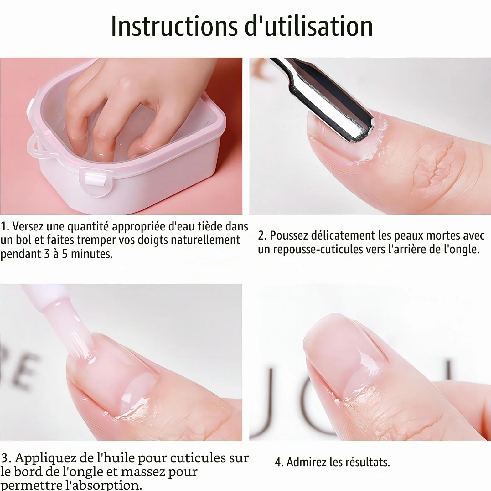 Lot de 2 bols de trempage pour ongles - Rose - Pour nail art, manucure, spa