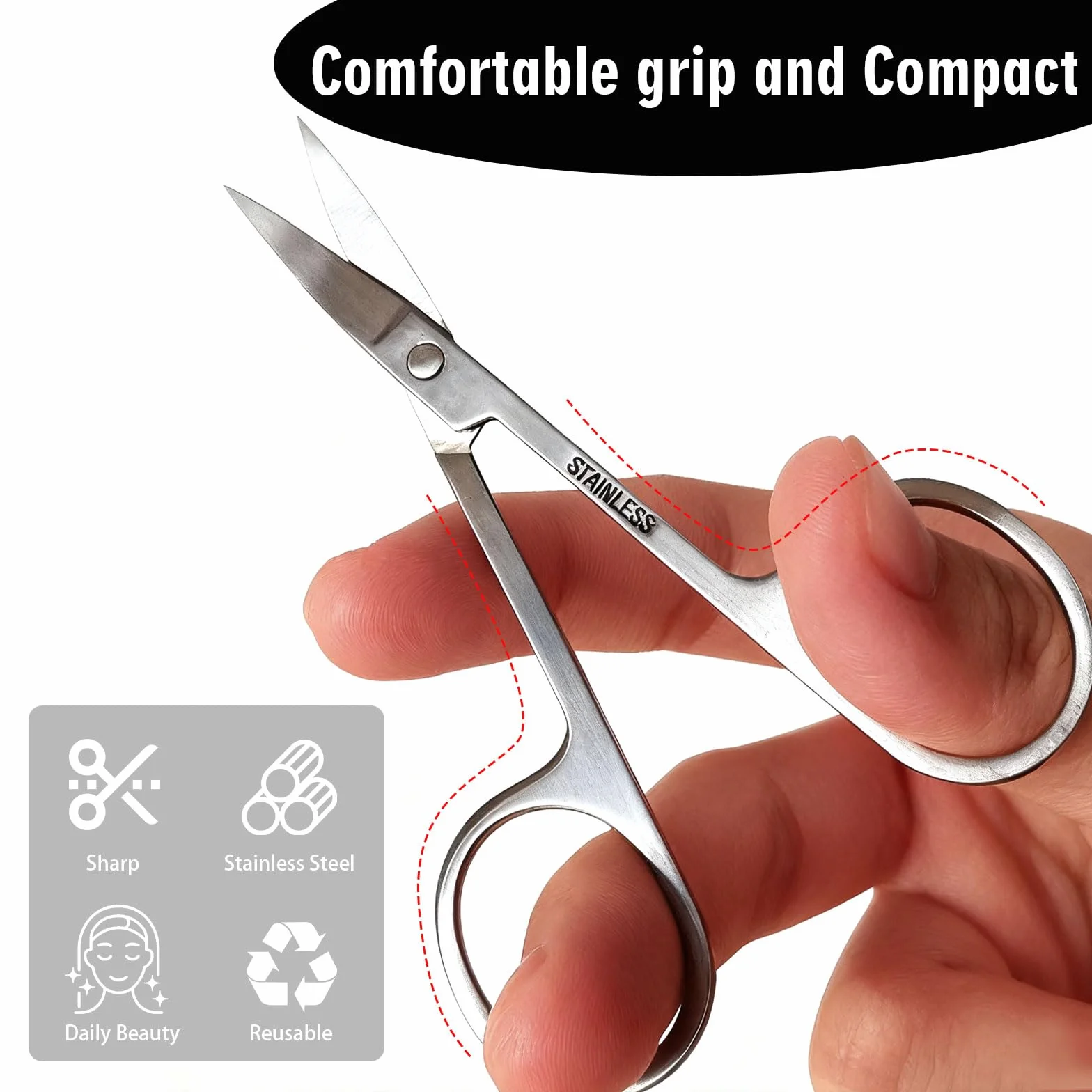 Ciseaux Ongles en Acier Inoxydable Lame Incurvée 8.7cm