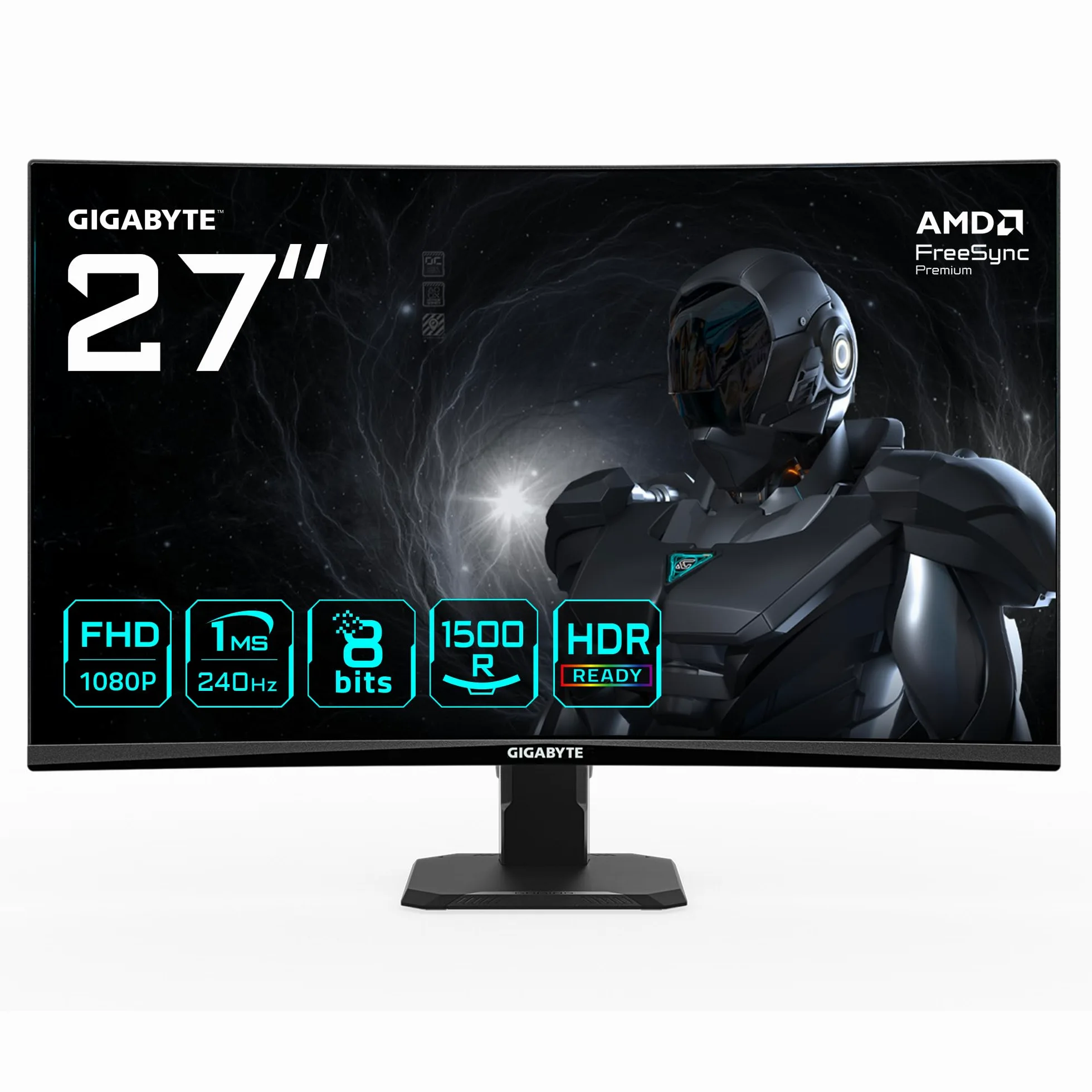 GIGABYTE GS27FC2 Moniteur Gaming Incurvé 27" FHD - 1920 x 1080, 240Hz, 1ms, 350 CD/m², HDR Ready, HDMI 2.0, Displayport 1.4