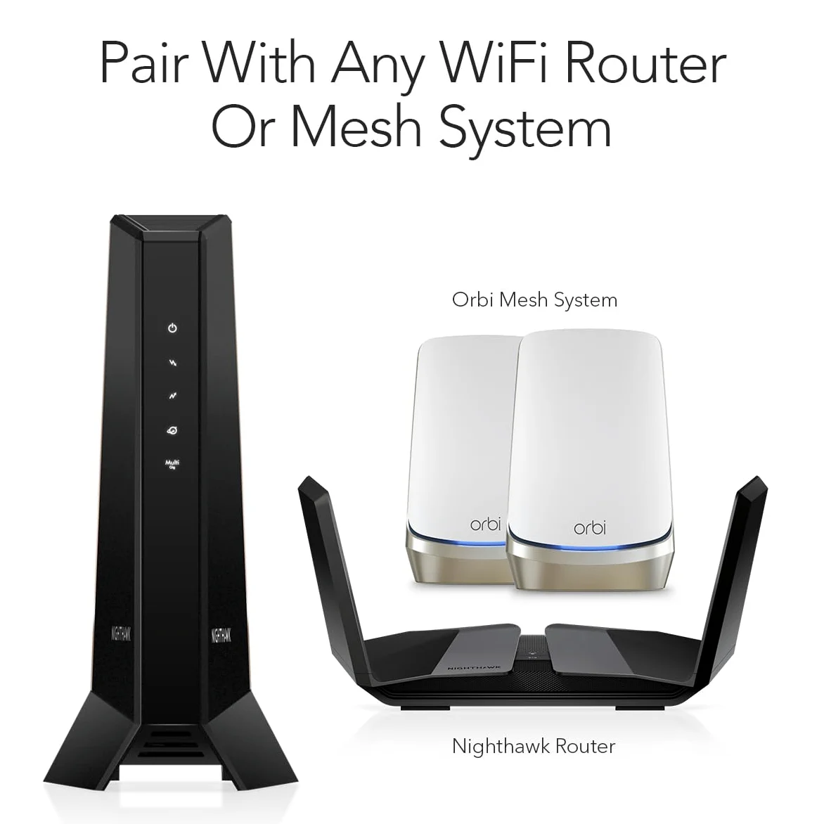 NETGEAR Nighthawk CM2000 Modem de câble – Noir – Compatible avec Xfinity, Cox, Spectrum – DOCSIS 3.1 – 2,5 Gbps – 1 Port Ethernet de 2,5 Gbps