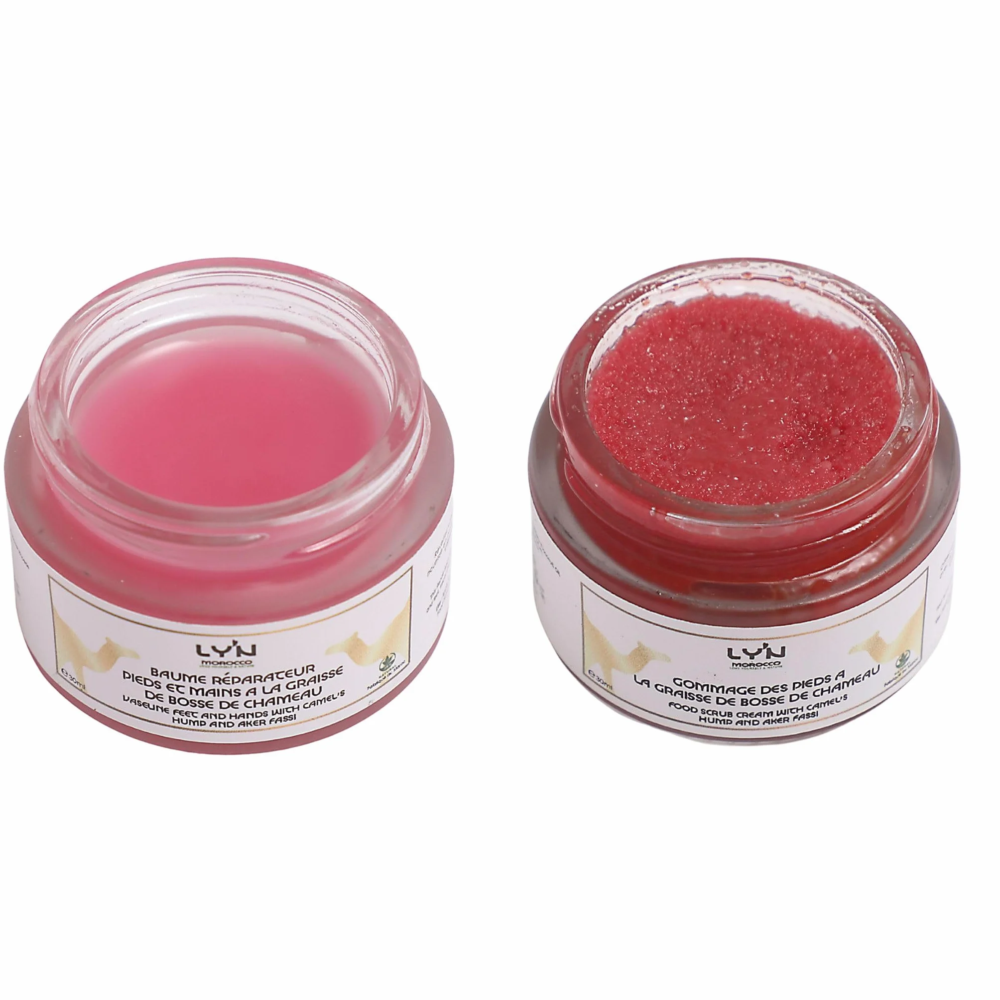 AKER FASSI Pack PIEDS DOUX Gommage antigerçures Baume réparateur pieds et mains Bosse de chameau poudre de coquelicot