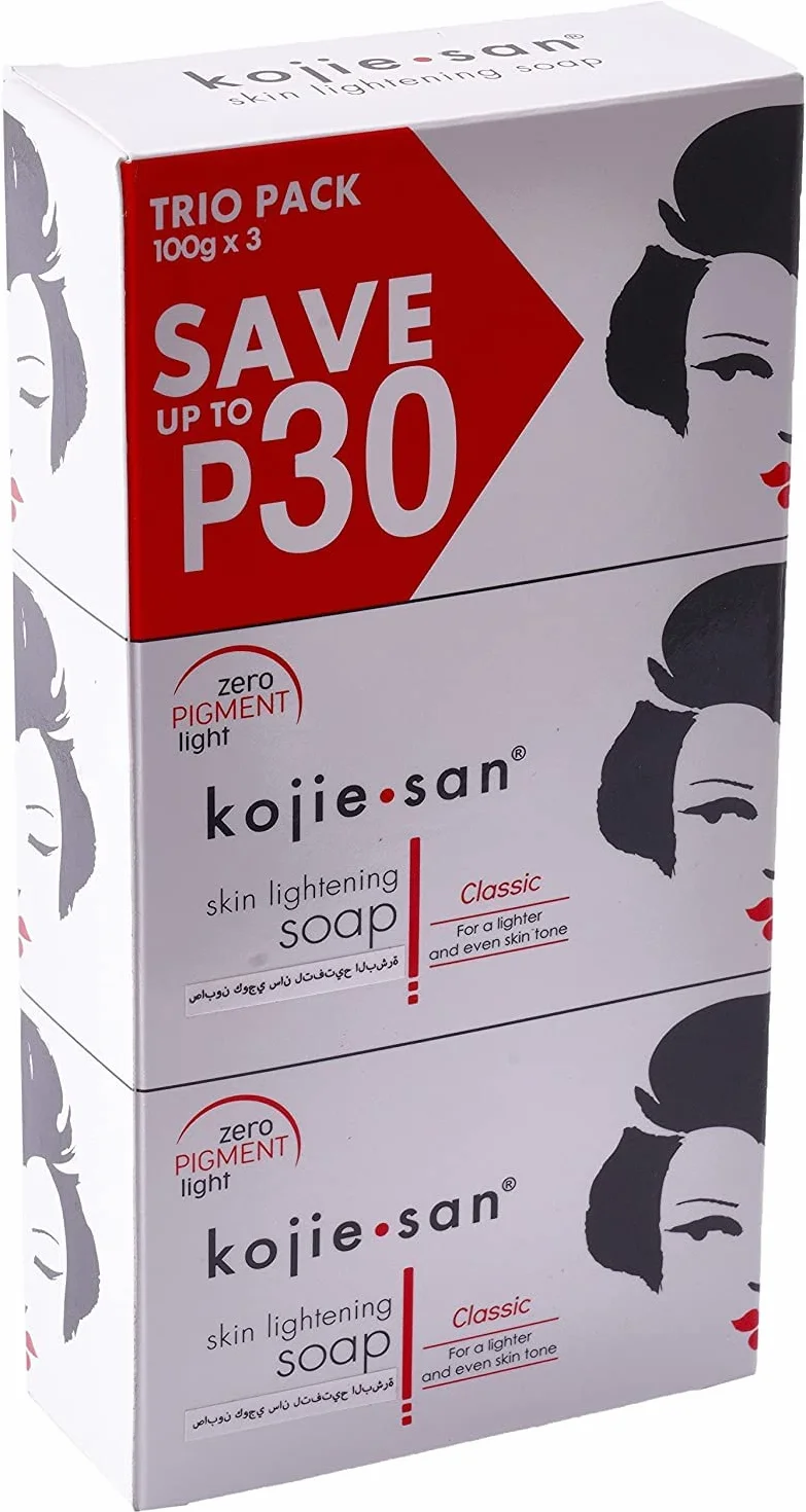 Kojie San Skin Lightening Kojic Acid Soap Bars 100g (Lot De 3) - Fades Age Spots, Freckles, Sun Damage, Acne Blemishes, Scars
