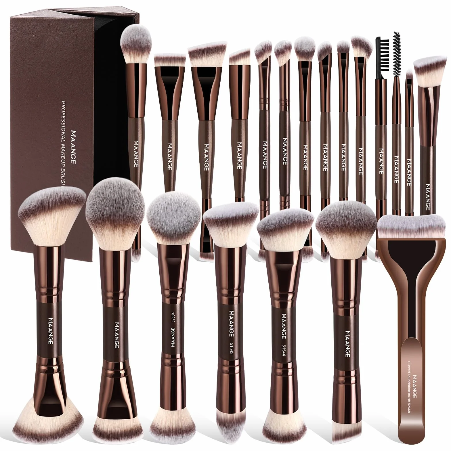 MAANGE Coffret Pinceaux Maquillage 21 Pièces Professionnel Double Face