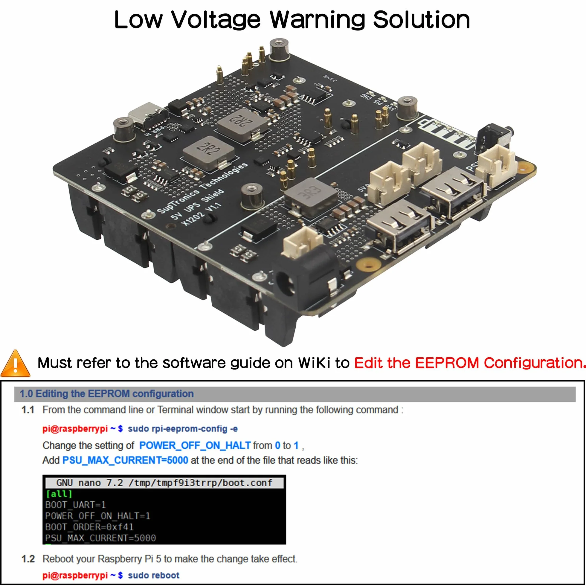 Geekworm Raspberry Pi 5 UPS X1202, 4-Cell 18650 UPS 5.1V 5A Output, 6-18V Input