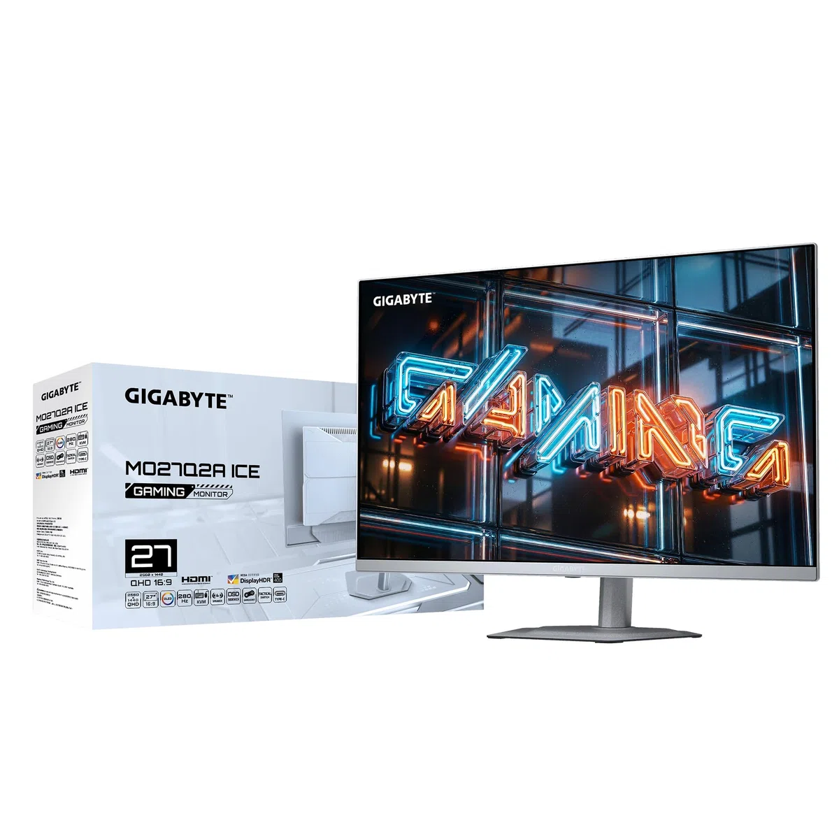 GIGABYTE MO27Q2A Ice 27” OLED 2K QHD Gaming Monitor - 2560 x 1440, 280Hz, 0.03ms, 250 CD/m², FreeSync Premium Pro, DisplayHDR True Black 400, HDMI 2.1, Displayport 1.4