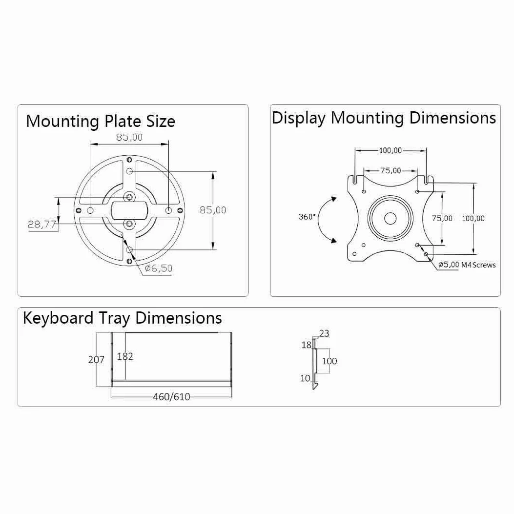 Support de Moniteur Support de Moniteur de Table à Double Bras de Serrage avec Plateau d'ingénierie adapté aux écrans de 15 à 32 Pouces Bras pour Écran PC