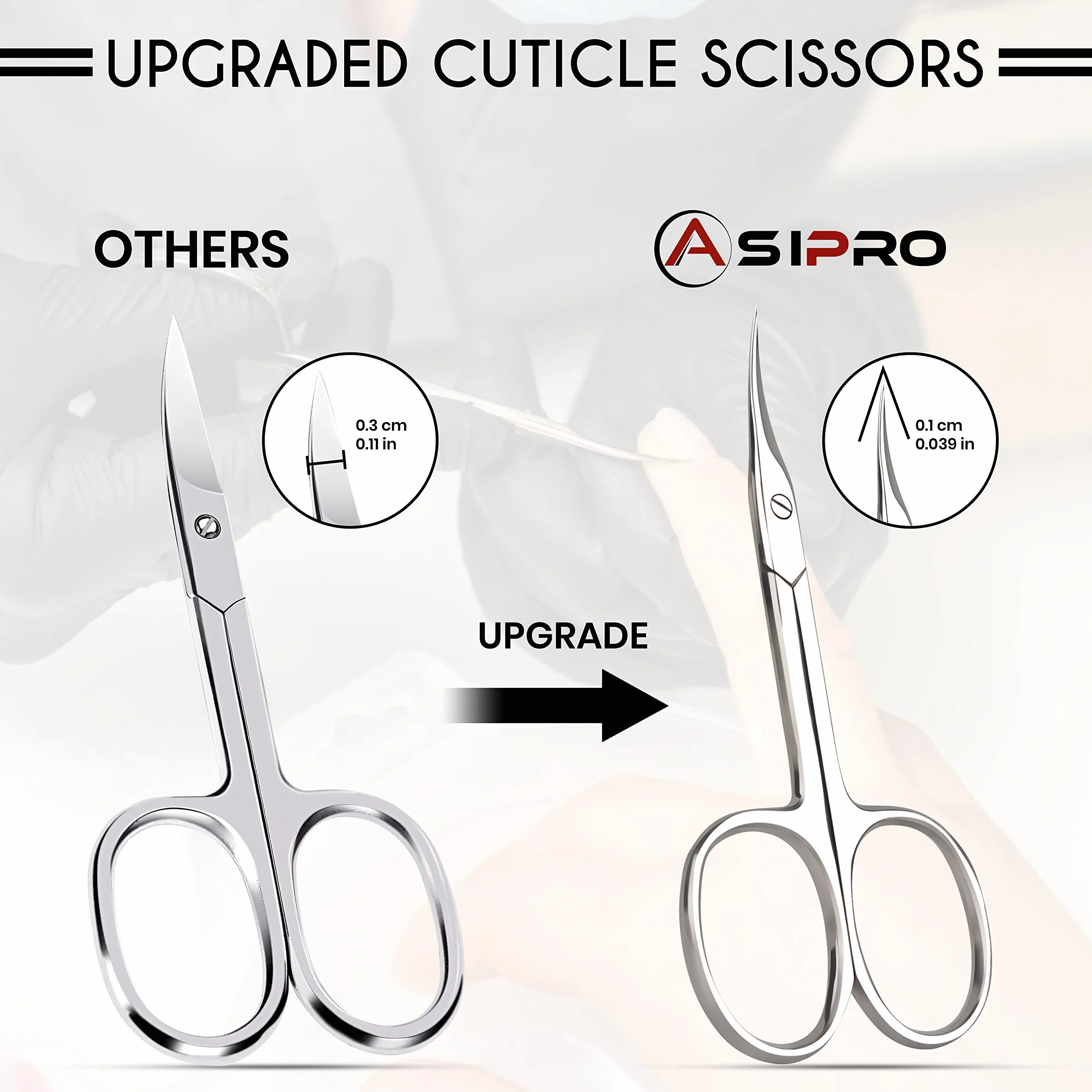 Professionnel Ciseaux Cuticules Courbes avec Pochette Cuir Artificiel Manucure Ongle