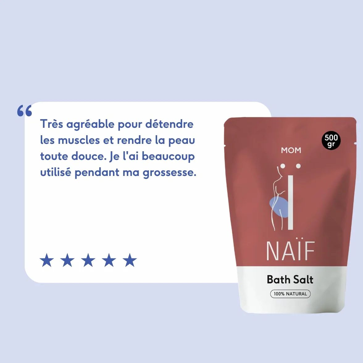 Naïf Sel de bain au magnésium 500 g - Soulage douleurs et crampes