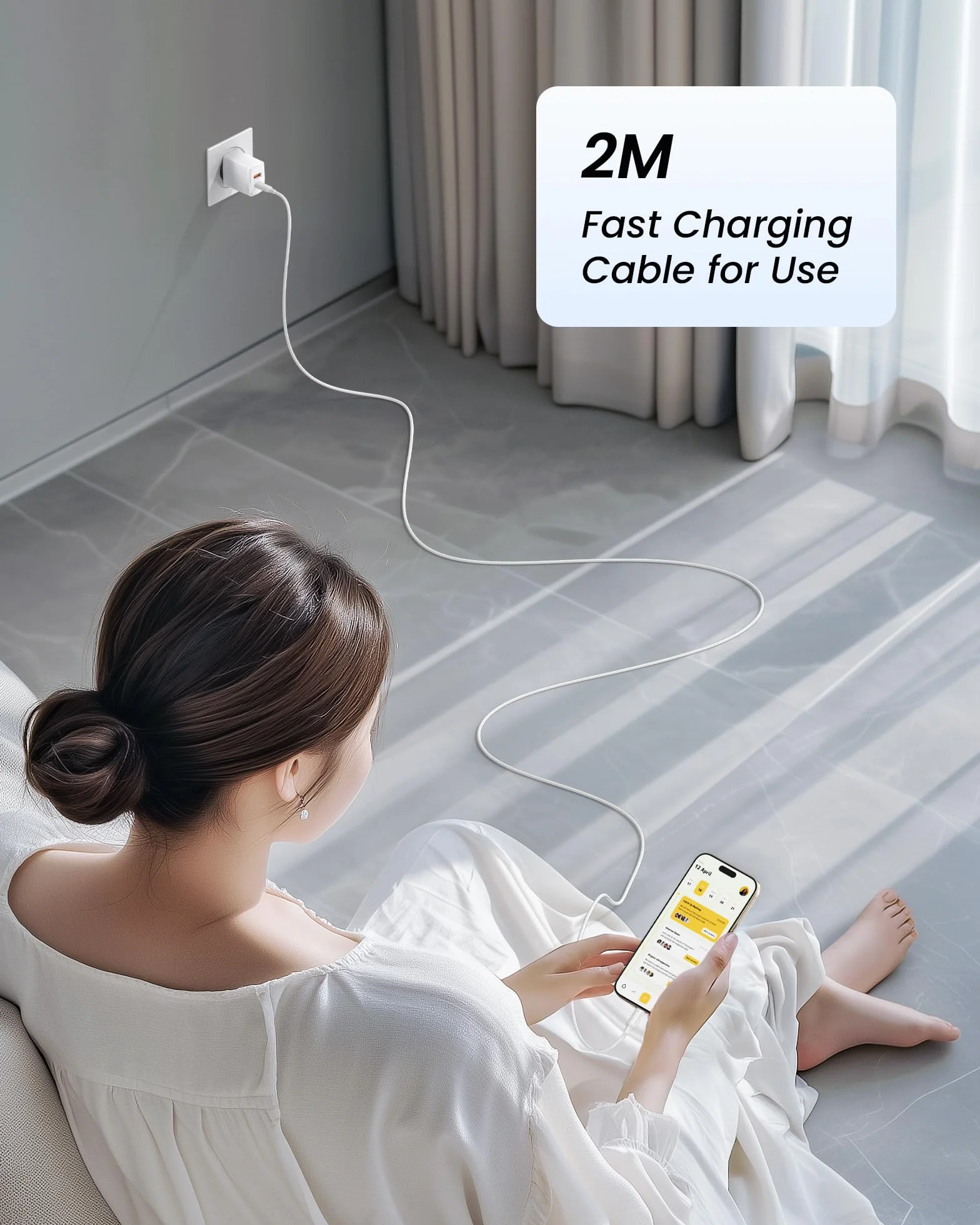 RAVIAD Câble USB C vers Lightning 2M MFi Chargeur Rapide Power Delivery pour iPhone 14 13 12 11 Pro Max Mini XR XS Max X 10 8 7 SE 2020 iPad Blanc