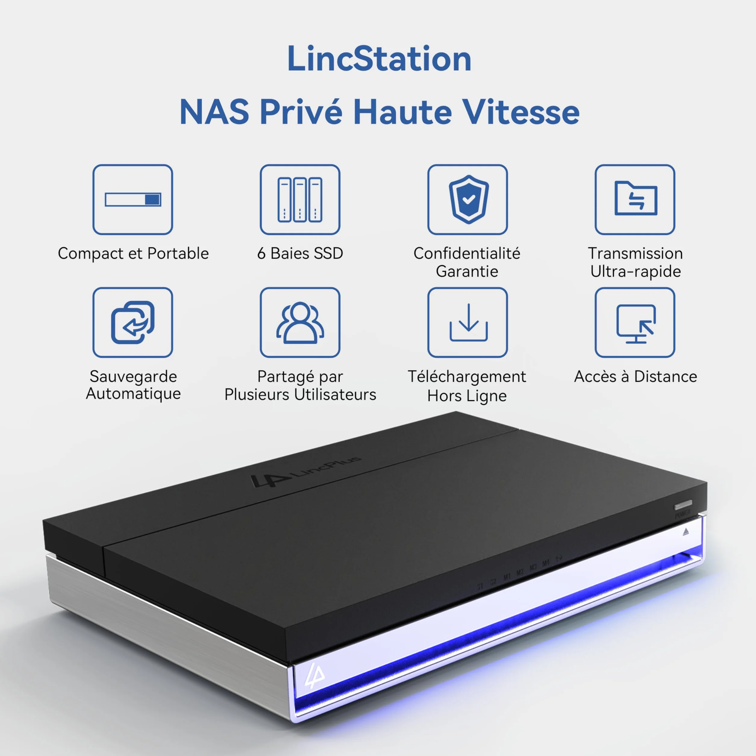 LincStation N2 NAS 6 Baies Intel N100 Quad-Core 16 Go LPDDR5 128 Go eMMC 10GbE 2.5 HDD M.2 NVMe 4K HDMI Stockage en Réseau