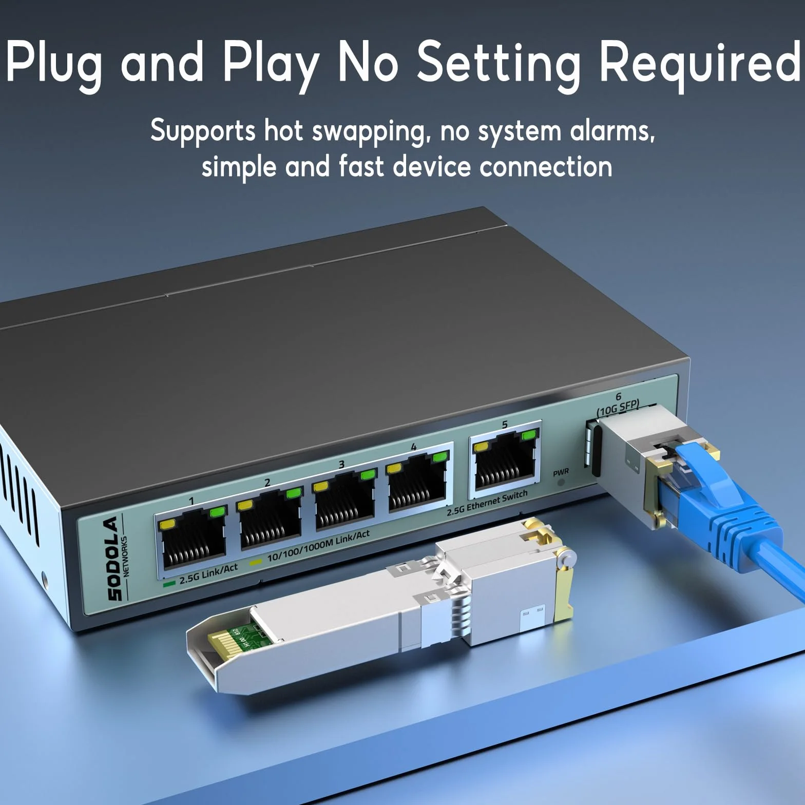 Sodola 10GBase-T Module SFP+ RJ45 SFP+ 10G SFP+ RJ-45 en cuivre pour SFP vers Ethernet, Plug and Play, Hot Pluggable, jusqu'à 30 m de distance de module SFP en cuivre (1 pièce)