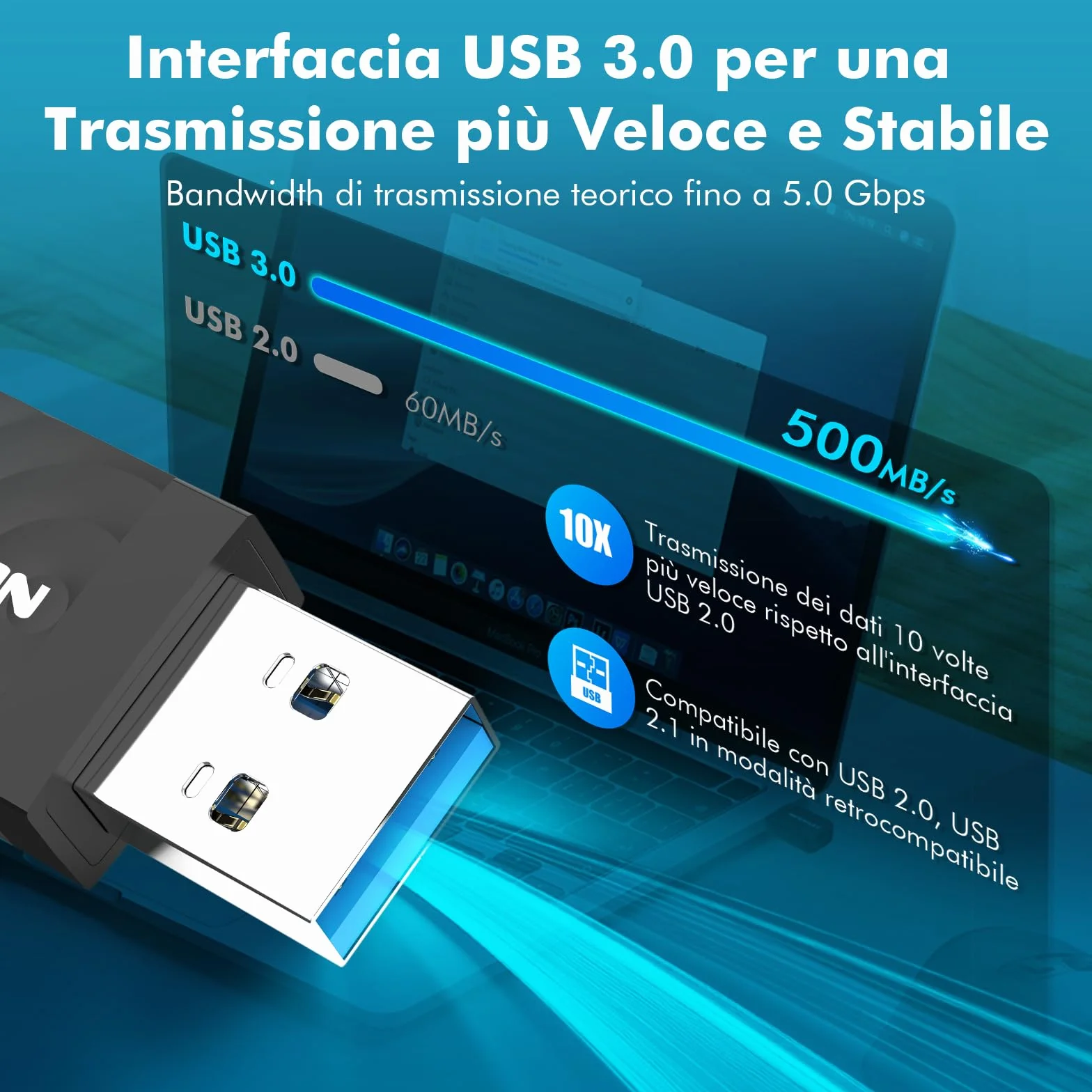 NEWFAST 1300Mbps WiFi USB pour PC, Clé WiFi Dual Band 2.4GHz/5GHz | AC1300 Adaptateur WiFi USB pour PC, USB 3.0, compatible avec Windows 11/10/8.1/8/7/XP et Mac OS 10.11-10.15
