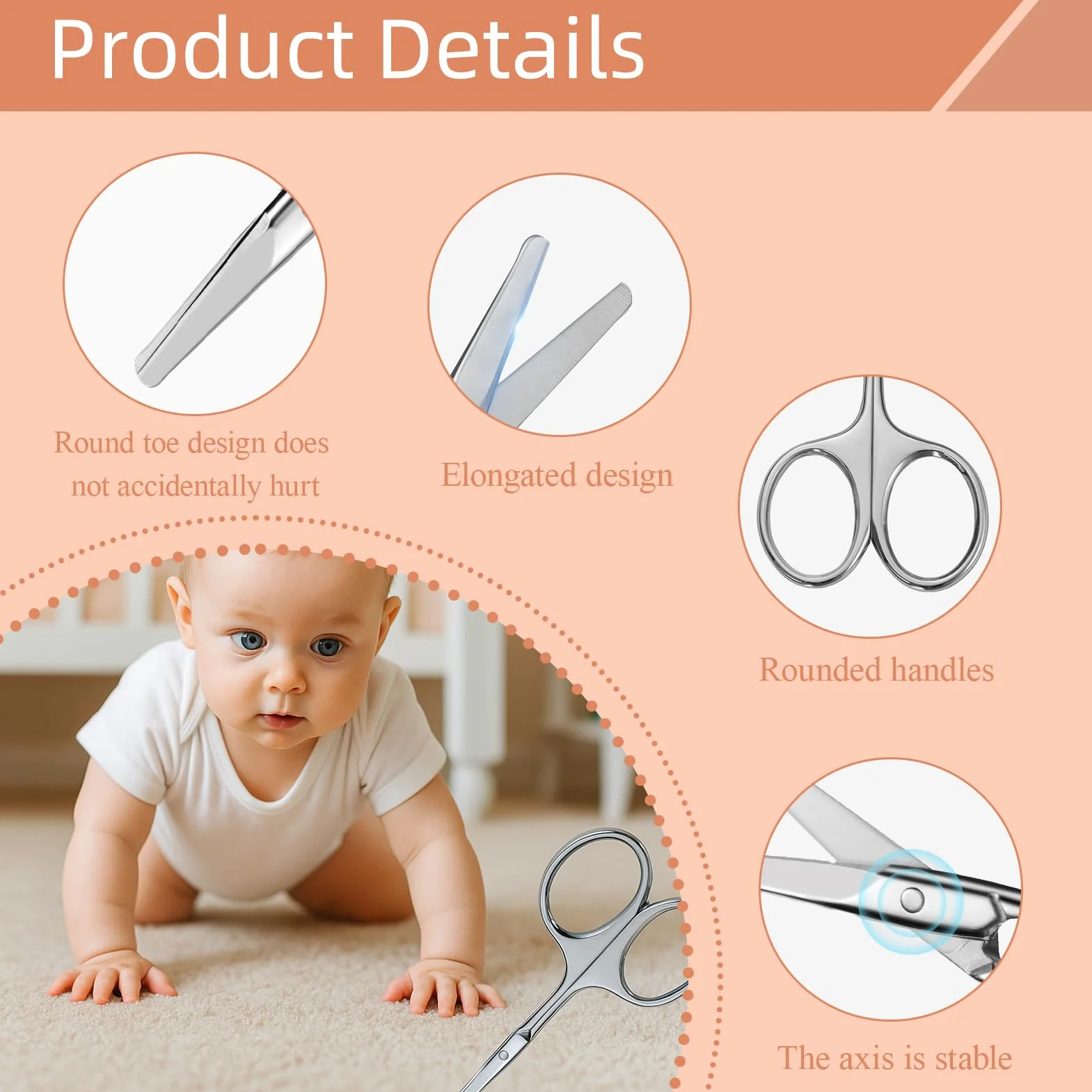 Ciseaux Ongle Acier Inoxydable Bord Arrondi Très Tranchant Coupe Ongle Bebe Argent