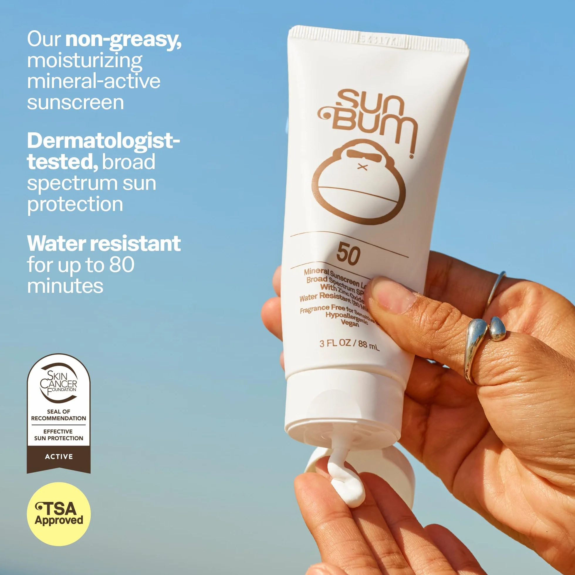 Sun Bum Crème solaire minérale SPF 50 85 g large spectre UVA UVB végétalienne adaptée récifs