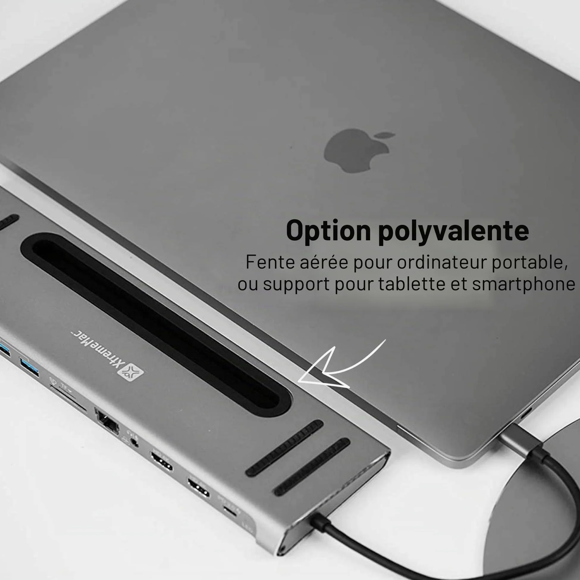 XtremeMac Adaptateur Hub USB-C 12 en 1 - Station d'accueil pour Apple MacBook Type C, Ethernet, 4X USB 3.0, 2X USB C PD, 2X 4K HDMI, Micro Audio, Lecteur Carte SD/TF