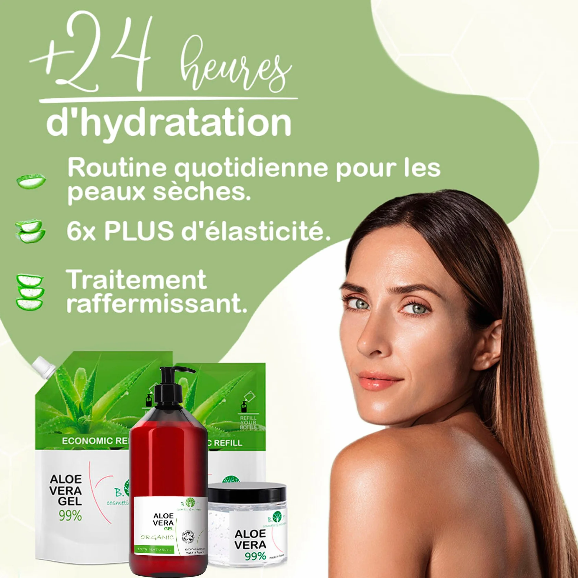 Gel Aloe Vera Bio 100% Naturel Hydratant Visage et Corps Après-Rasage Après-Soleil 250 ml