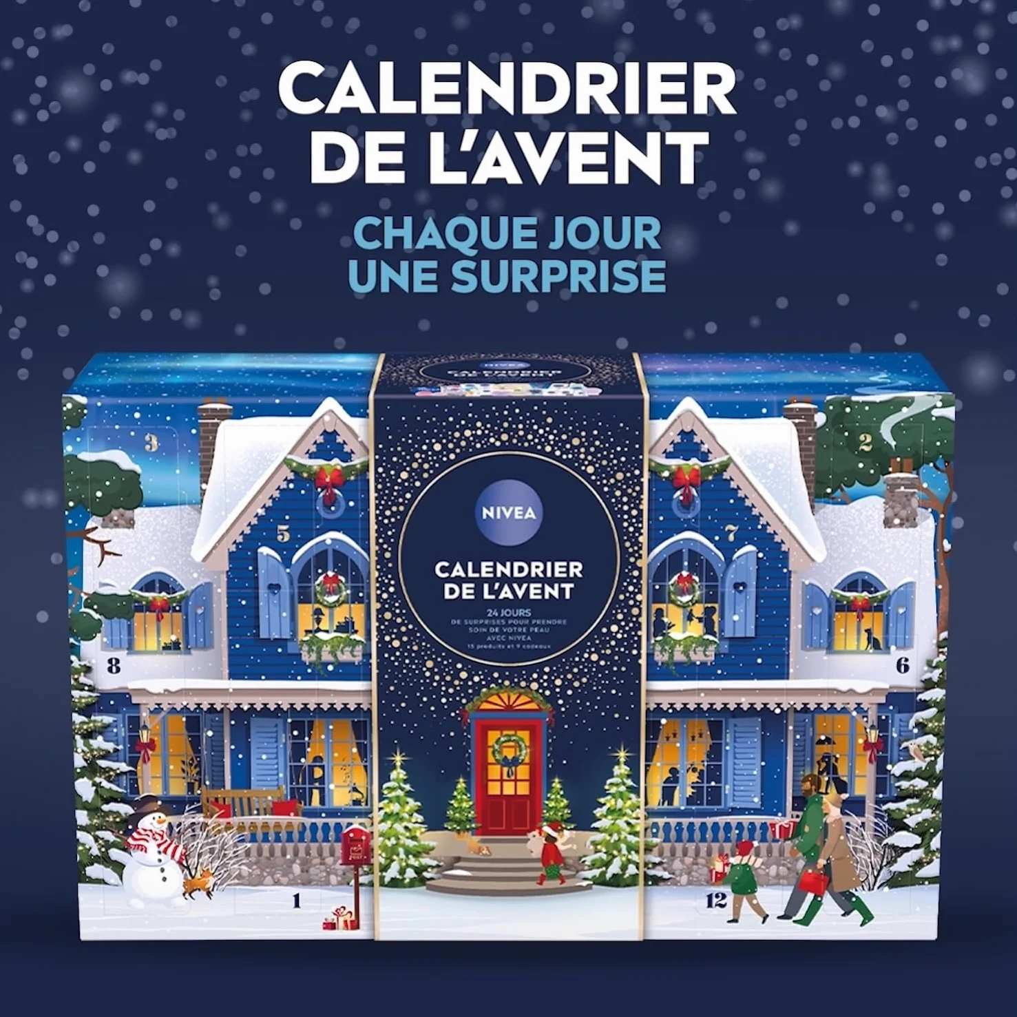 NIVEA Calendrier de l'Avent Femme Édition 2025 Coffret Cadeau Beauté Soins Visage Corps Lèvres Accessoires 24 Fenêtres Surprises