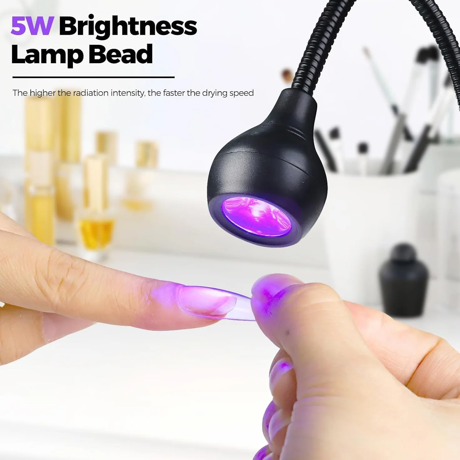 Lampe UV Ongles Gel 5W Mini Sèche Ongles Professionnel avec Tête Rotative 360°