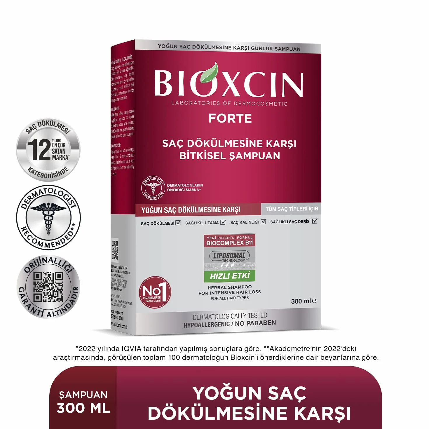 BIOXCIN FORTE Shampoo anti-chute cheveux avec Bio Complex B11 croissance cheveux forts et épais