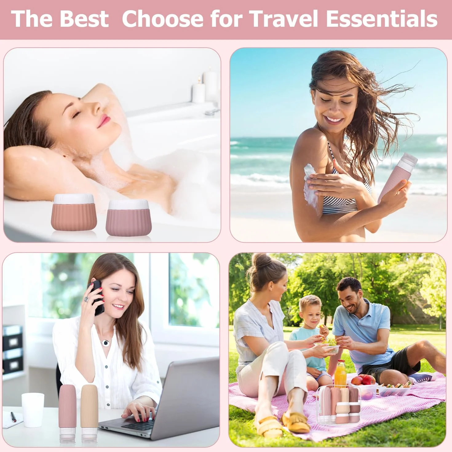 Kit Flacon Voyage Réutilisable 30/90ml Silicone Étanche Trousse de Toilette Avion