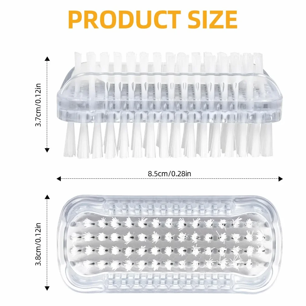 Brosse à Ongle Double Face 2 Pièces, Brosse de Nettoyage en Plastique pour Cuticules et Ongles