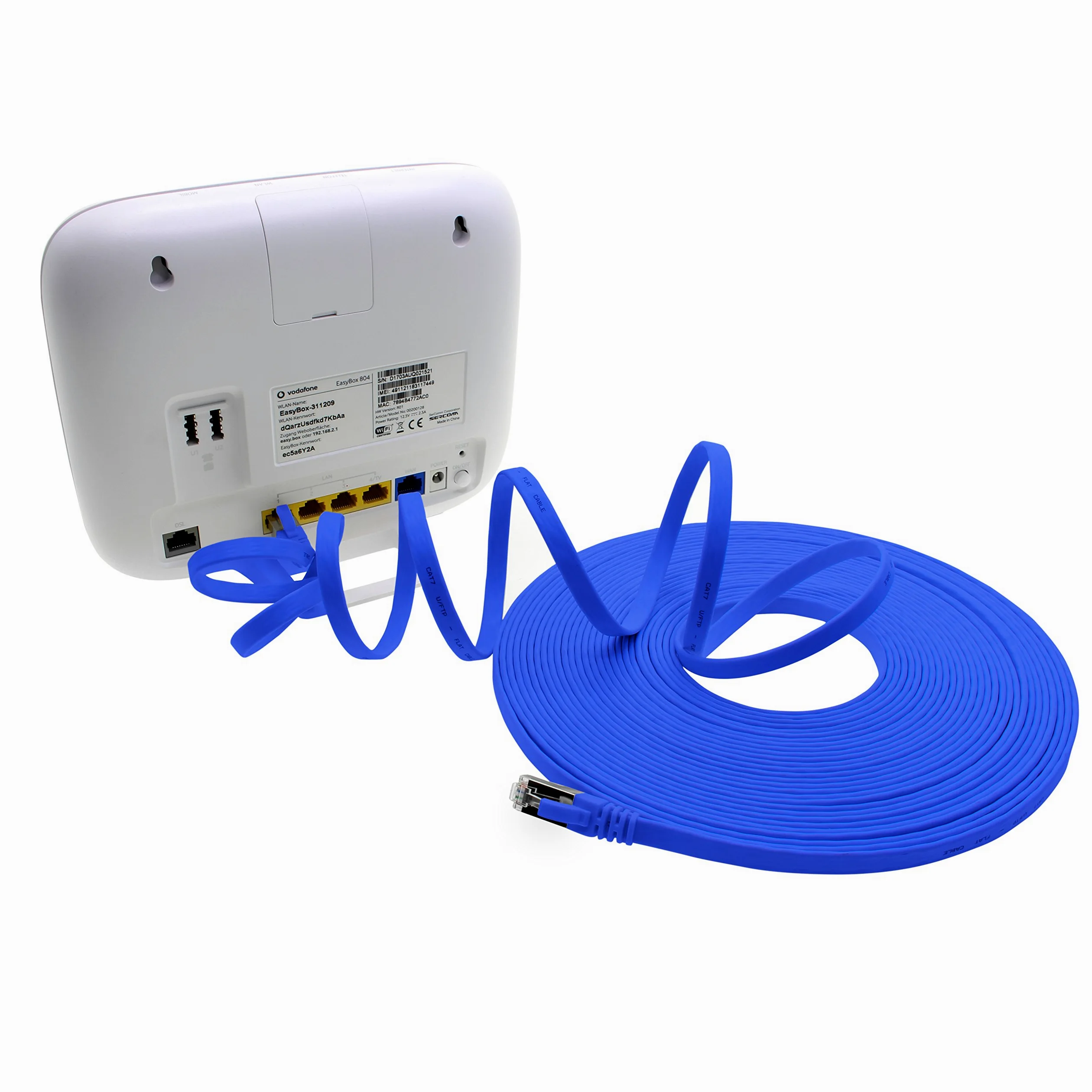3,0 m - bleu - lot de 10 câbles réseau plats Cat7 câble brut Cat 7 câble ruban Gigabit Lan (10 Gbit/s) câble d'installation câble patch plat mince fiche Rj 45 Cat6a