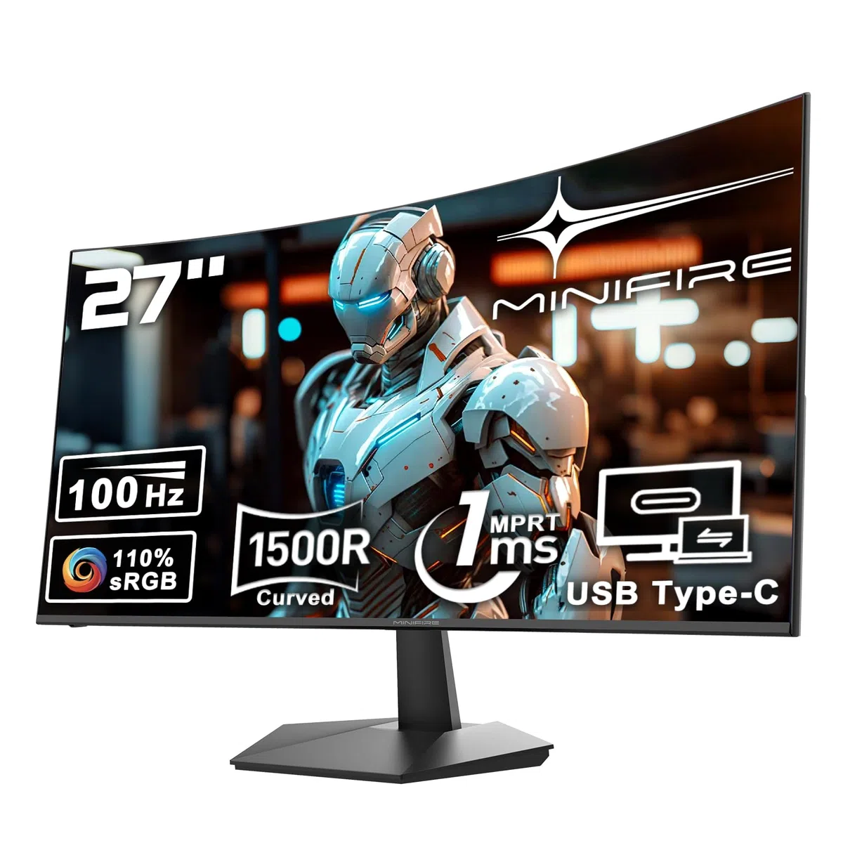 Minifire Écran PC Incurvé 27 Pouces 100Hz,Panneau VA FHD(1920x1080p)
