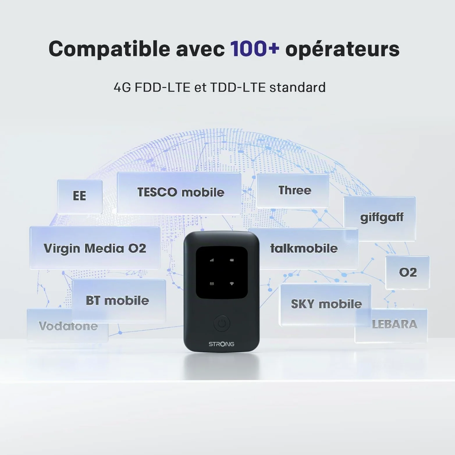 Strong 4G AIRSPOT 210 Routeur WiFi 4G Portable avec SIM, CAT4 150 Mbps | Hotspot WiFi de Poche pour Voyage et Télétravail, Connecte 10 Appareils, Batterie 2100 mAh, USB-C & Fonction Power Bank