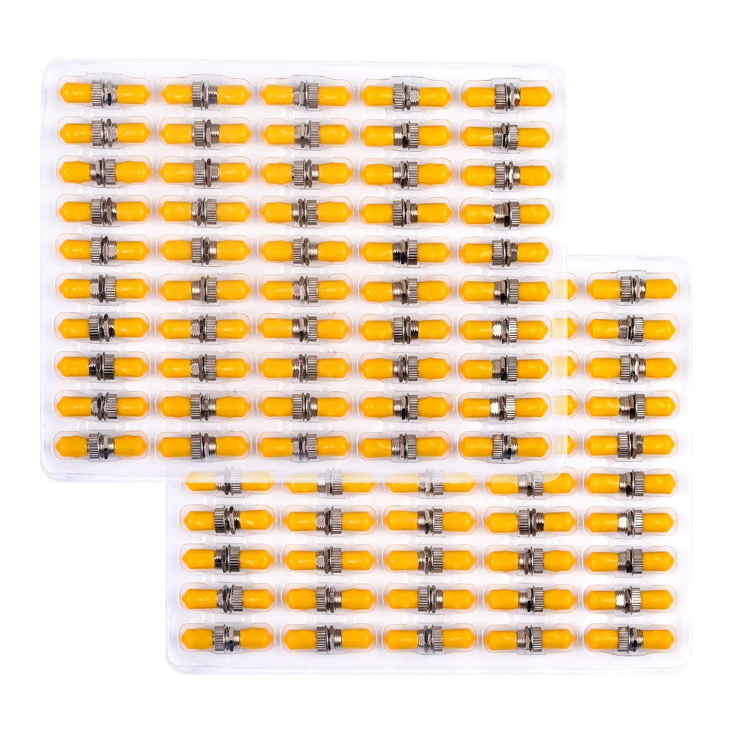 Lot de 100 coupleurs en fibre optique ST vers ST monomode, capuchon jaune