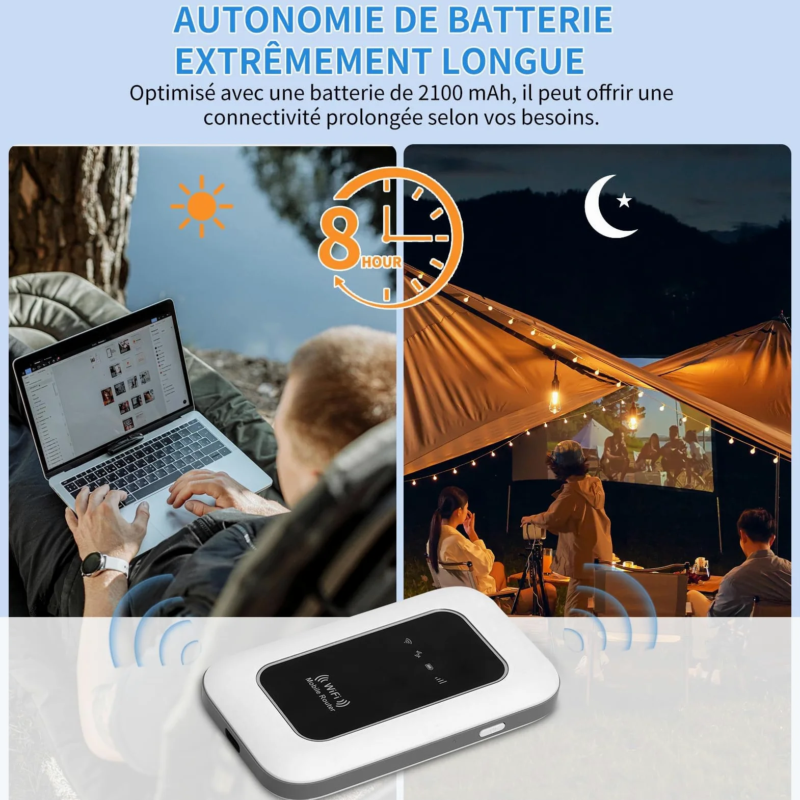 Routeur 5G Portable,WiFi 6 avec Slot SIM Déverrouillé – Modem 5G Carte SIM, Internet Mobile Haut Débit 5G/4G+, Jusqu’à 22 Appareils, Idéal Voyage & Télétravail