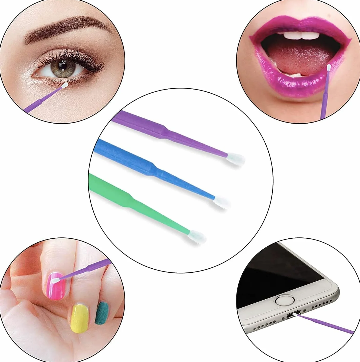 Micro Applicateurs Brosses 200 Pièces pour Extension de Cils Sourcils Lèvres