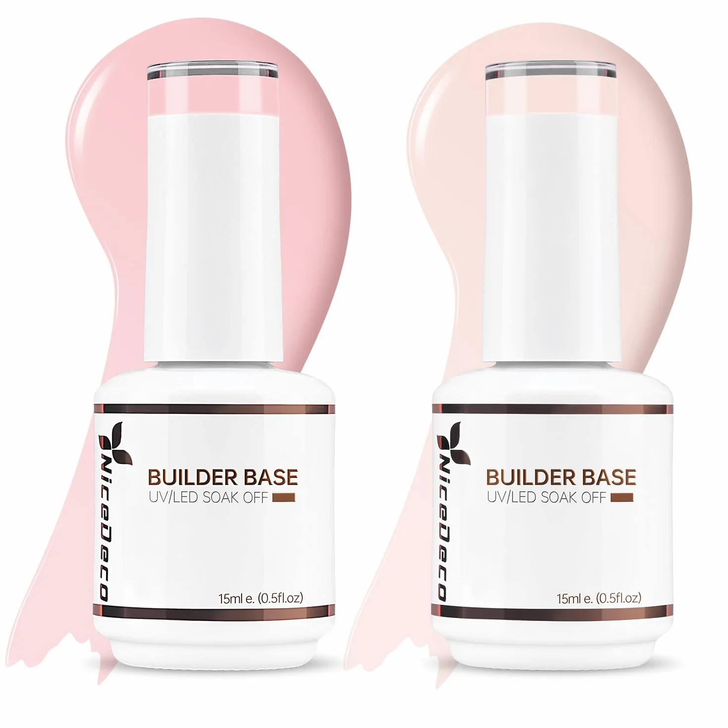 Nicedeco 15ml Gel Construction Ongle UV 8 en 1, Gel Builder Base de Renforcement, Rose Nu