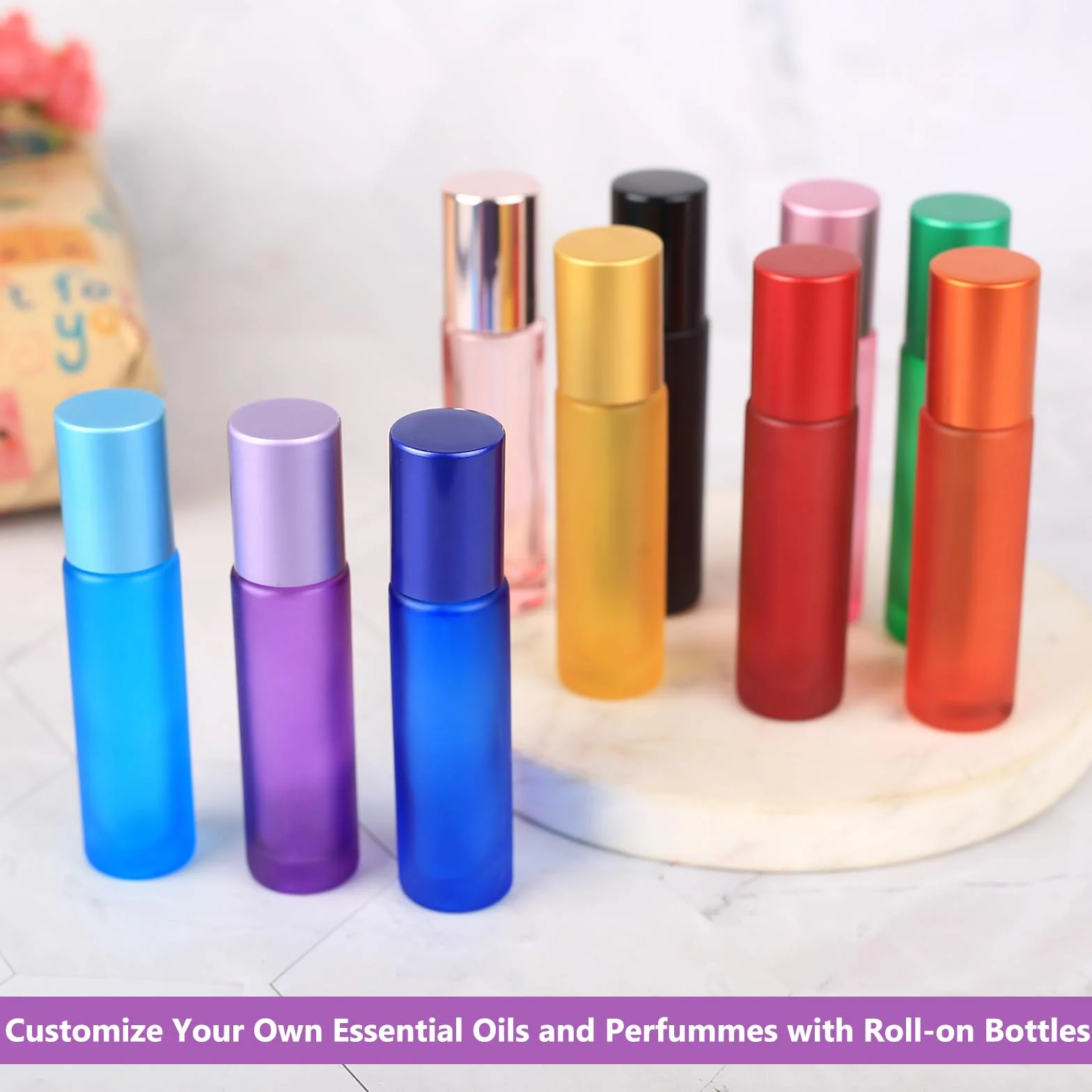 Flacons Roll On Vide 10ml Petite Bouteille en Verre pour Huiles Essentielles, Parfums, Cosmétiques, Aromathérapie
