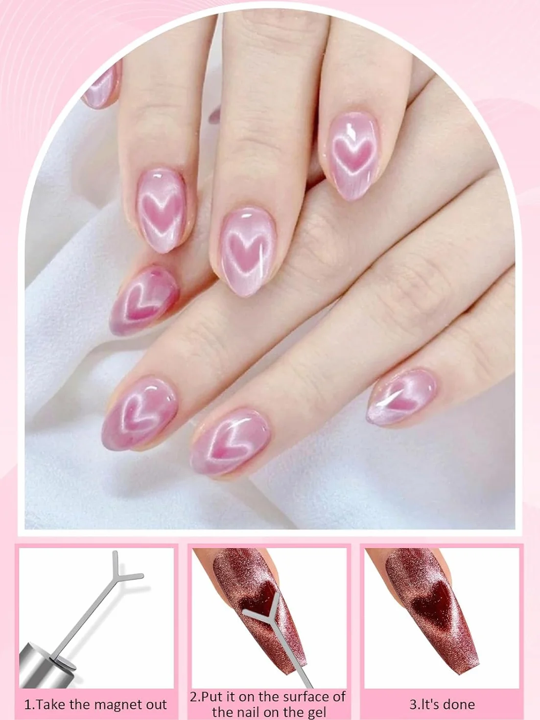 TOROKOM 54PCS Aimants Magnétiques Œil-de-Chat 3-en-1 pour Vernis Nail Art DIY