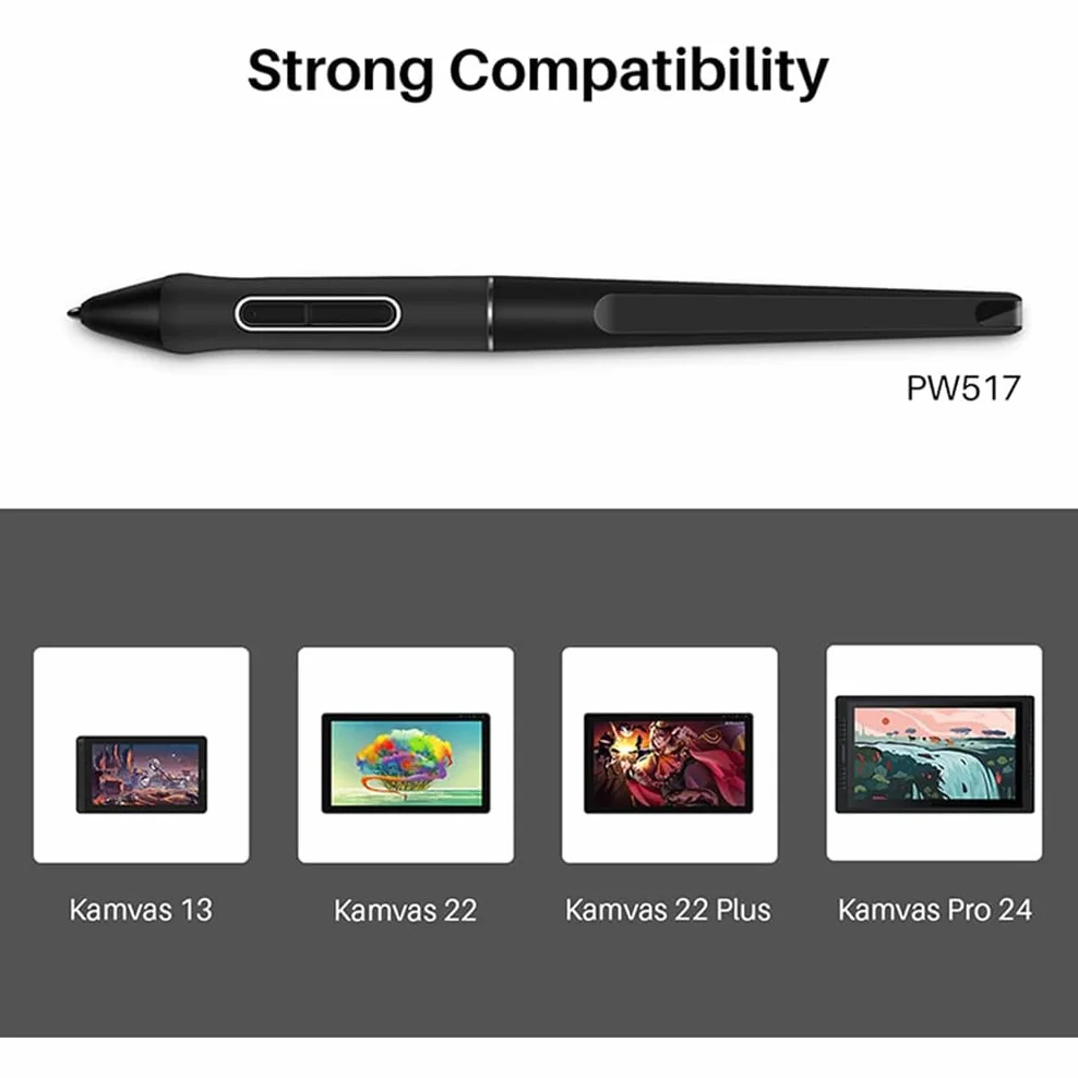 Stylo Plume Huion PW517 compatible Kamvas 13, Pro 24, 22, 22 Plus - 8192 Niveaux de Pression Sans Batterie