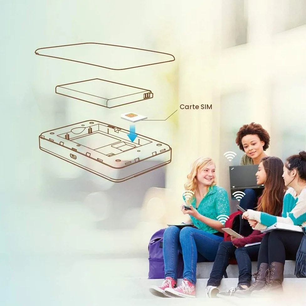 TP-Link Routeur Mobile 4G LTE-Advanced Bi-Bande: Débit 4G de 150 Mbps, Débit Wi-Fi de 300 Mbps en 2.4 GHz et 5 GHz, Batterie Rechargeable Longue Durée 2550 mAh, Antenne Interne, 1 Port Micro USB, 1 Emplacement Carte SIM (M7350)