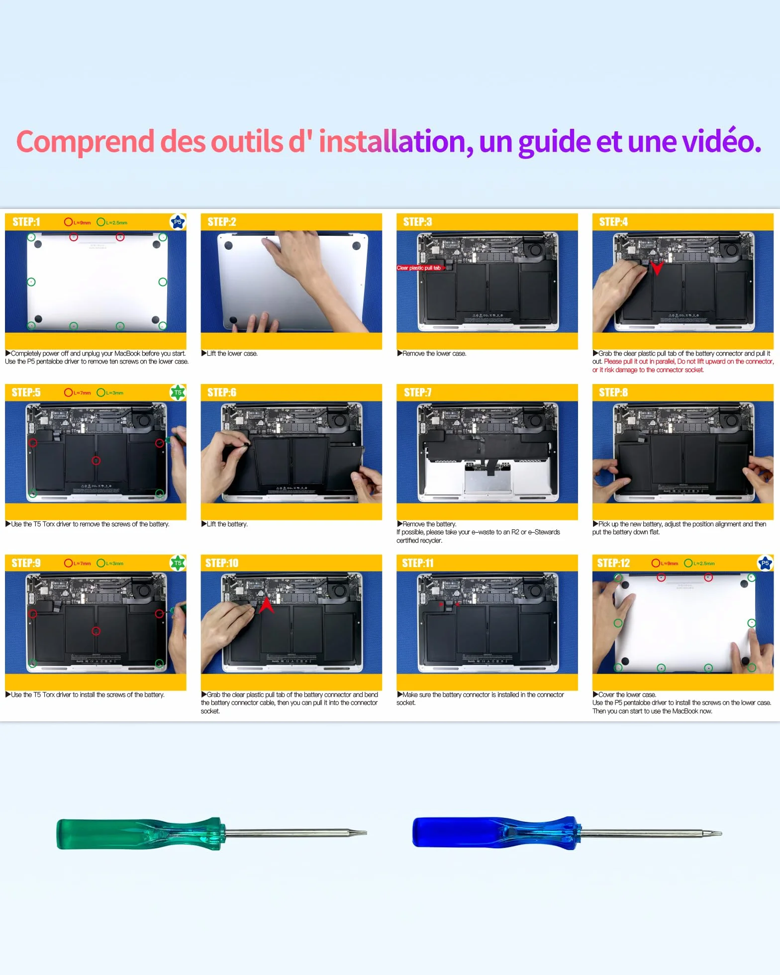 Batterie MacBook Air A1466 13 Pouces A1369 A1377 A1405 A1496