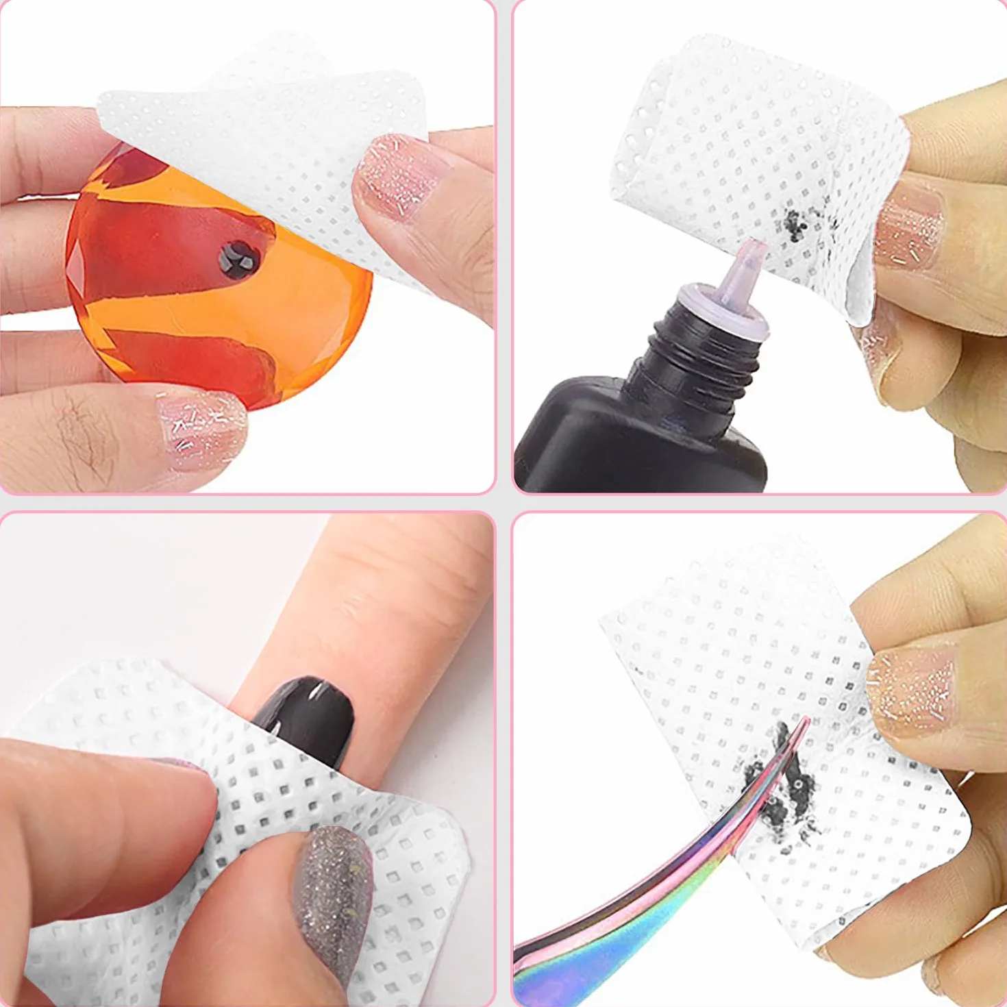 Coton Ongles Gel Non Pelucheux Lingettes 800 Pièces pour Manucure Pédicure UV Gel Vernis Remover